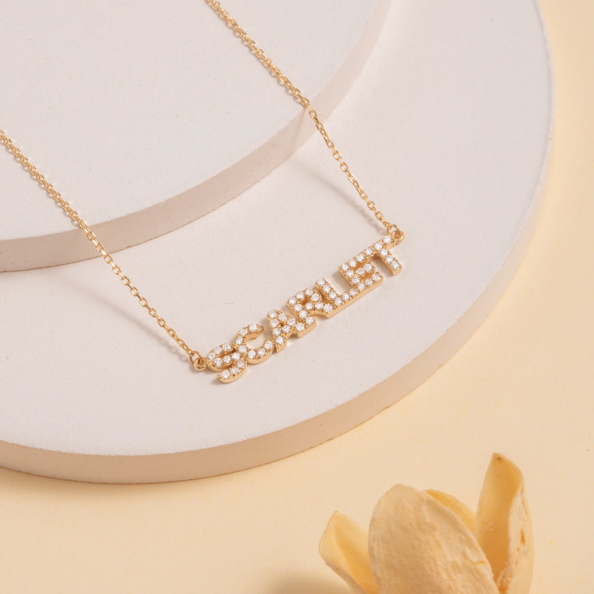 Diamond Custom Block Letter Pendant Necklace