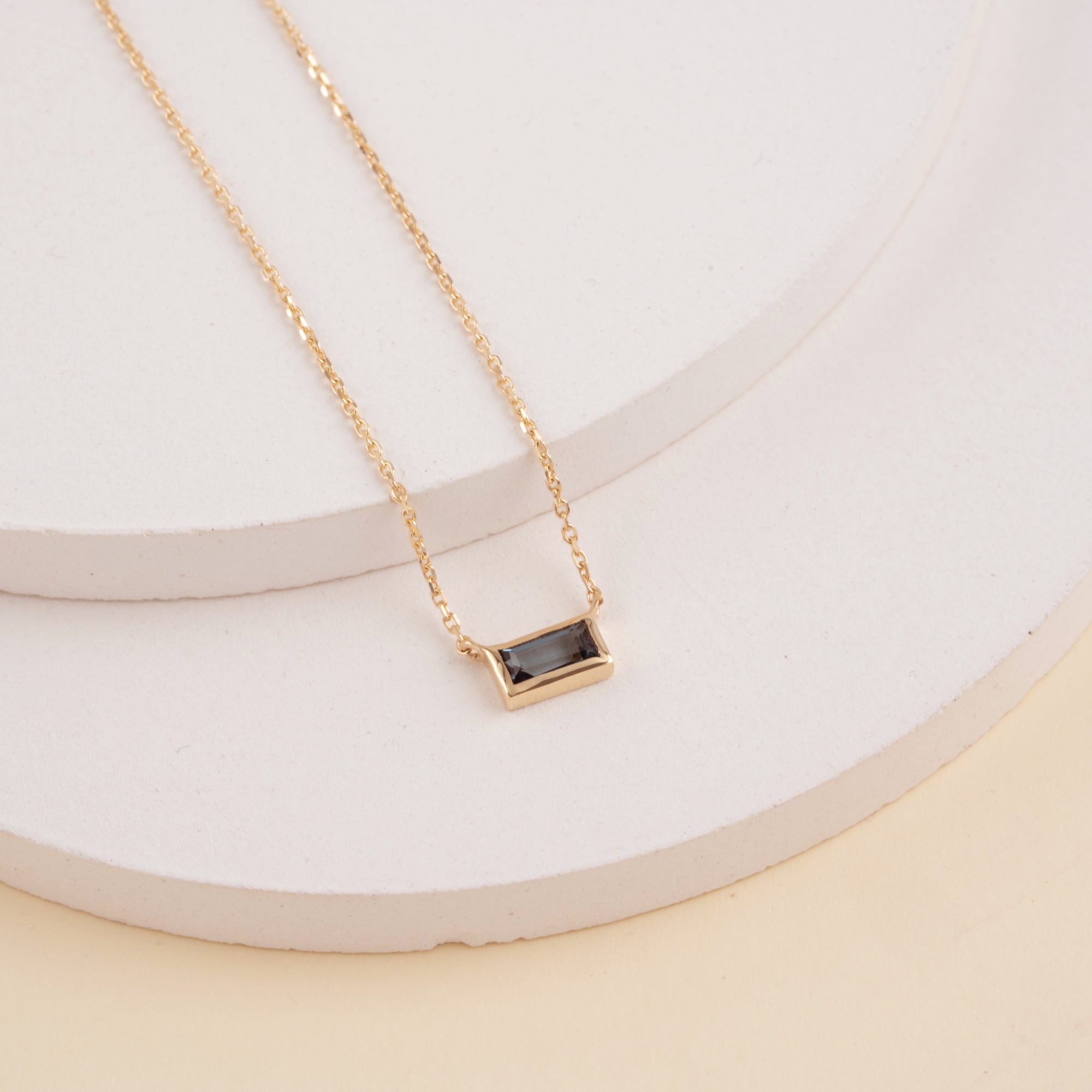 Classic Baguette Blue Topaz Pendant