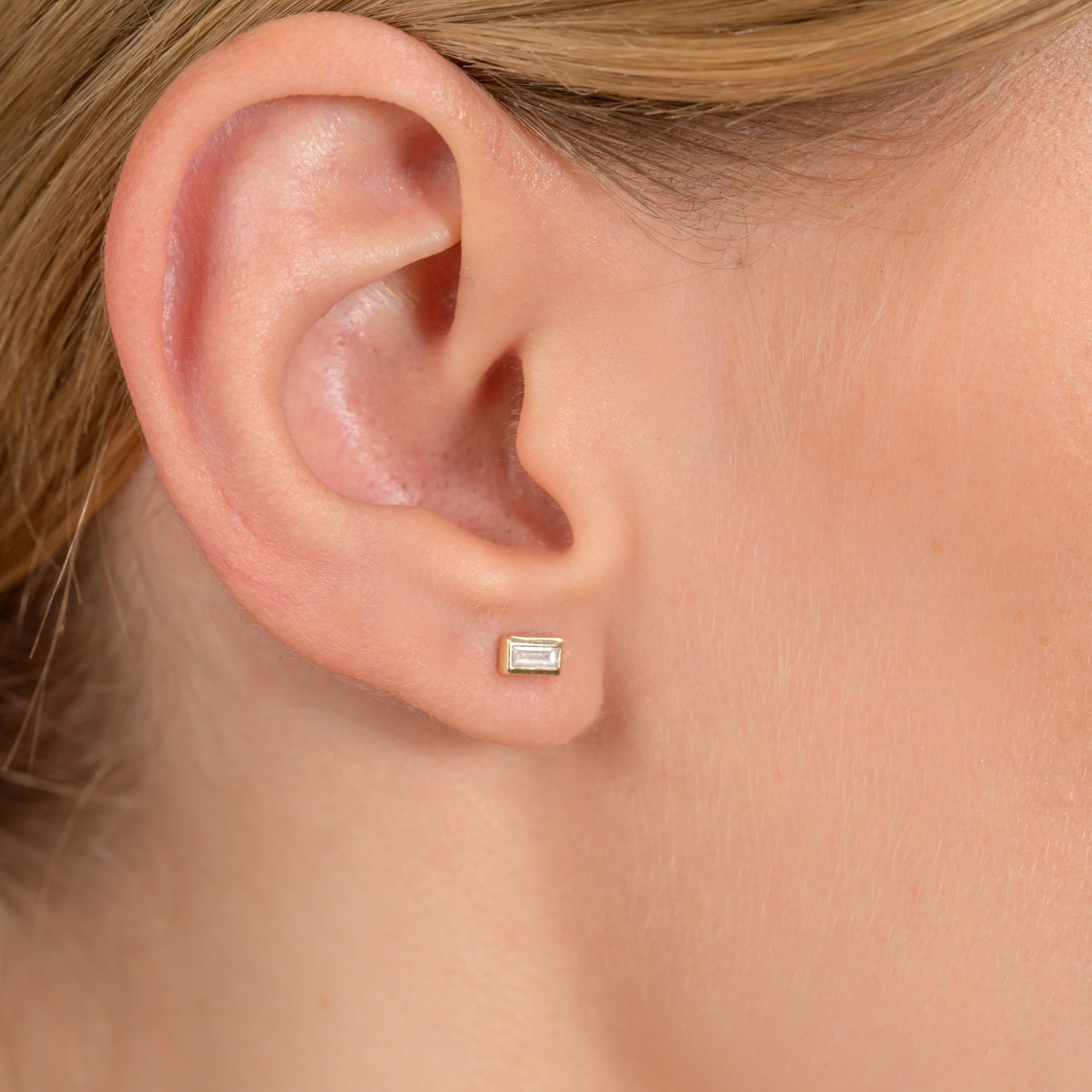 Minimalist Baguette Diamond Studs