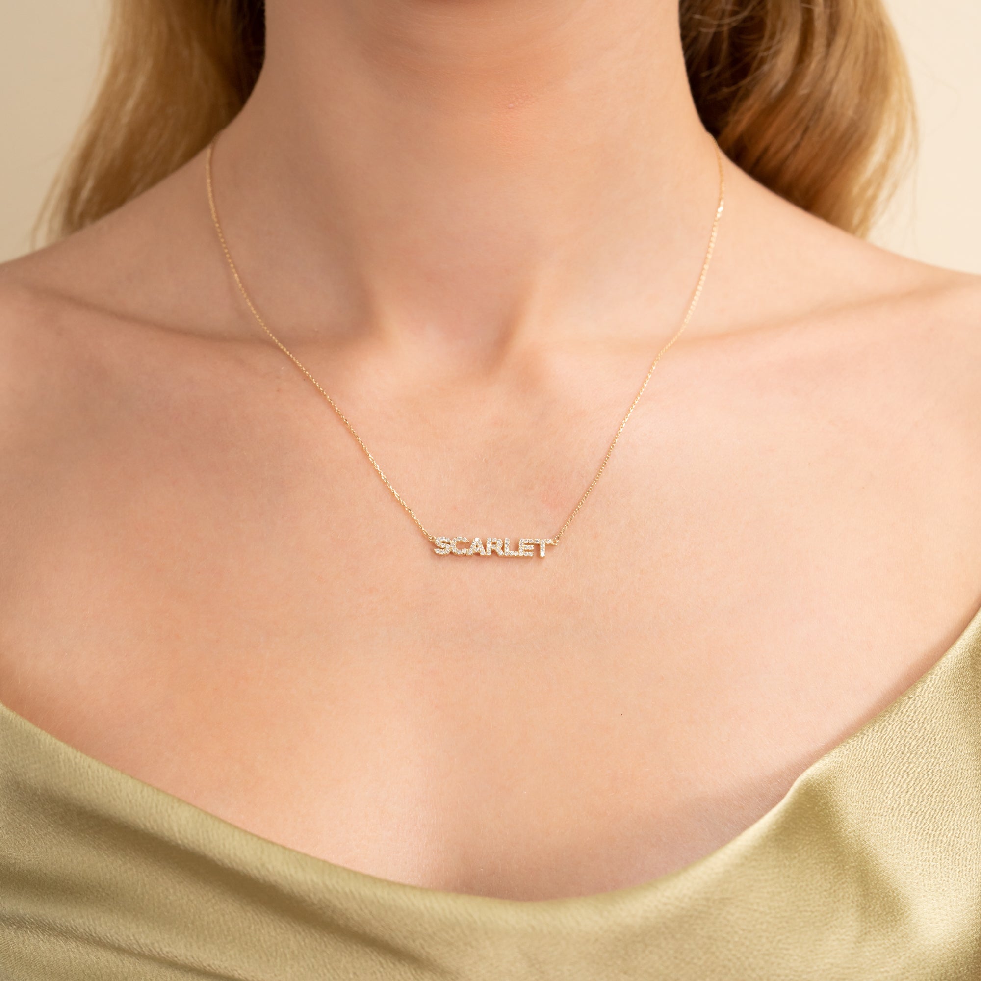 Diamond Custom Block Letter Pendant Necklace