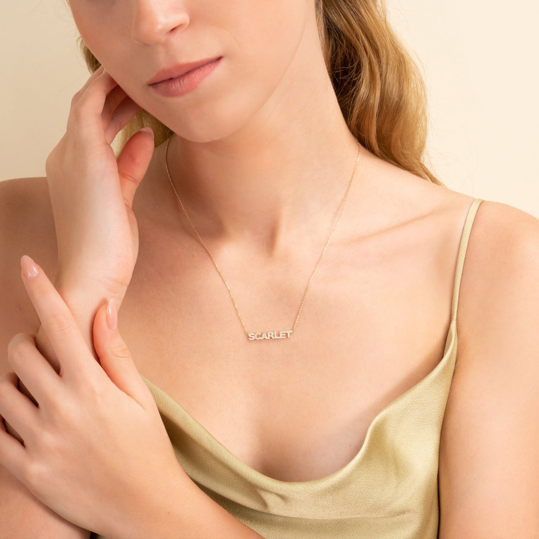 Diamond Custom Block Letter Pendant Necklace