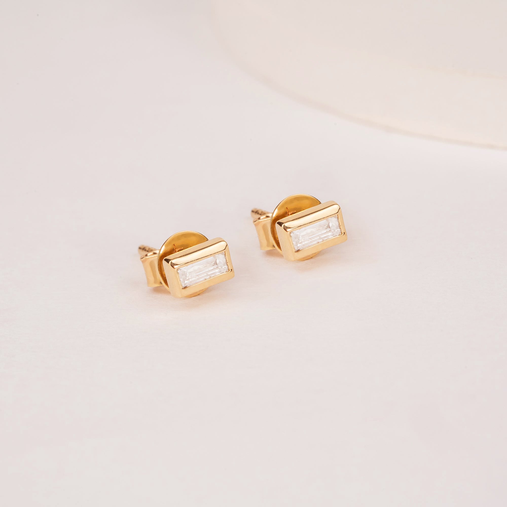 Minimalist Baguette Diamond Studs