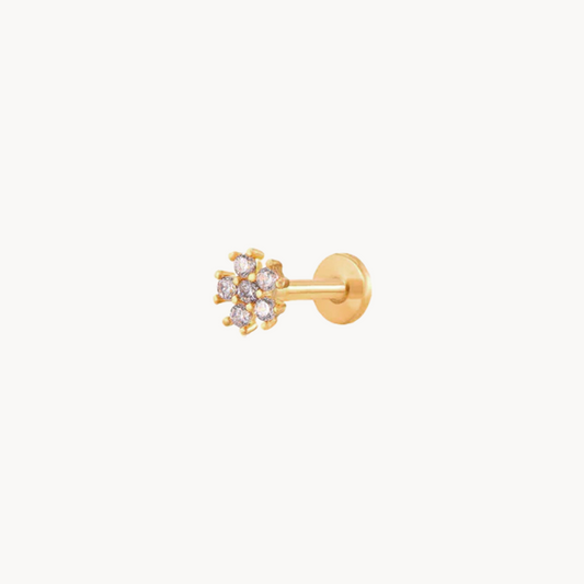 Full Flower Piercing: One Micron 18 Carat Gold Plated Steel - Jewel Edition