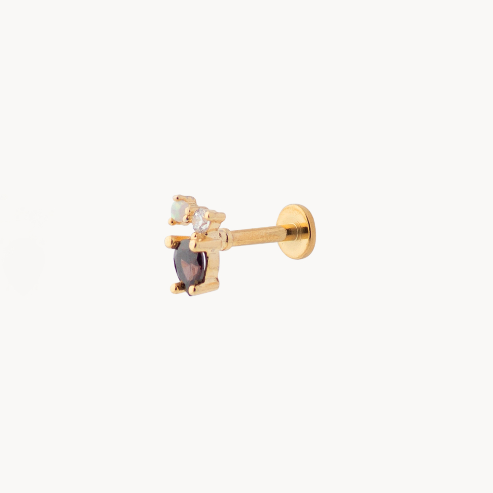 Classic April Gemstone Piercing: 18-Carat Gold-Plated Steel - Jewel Edition