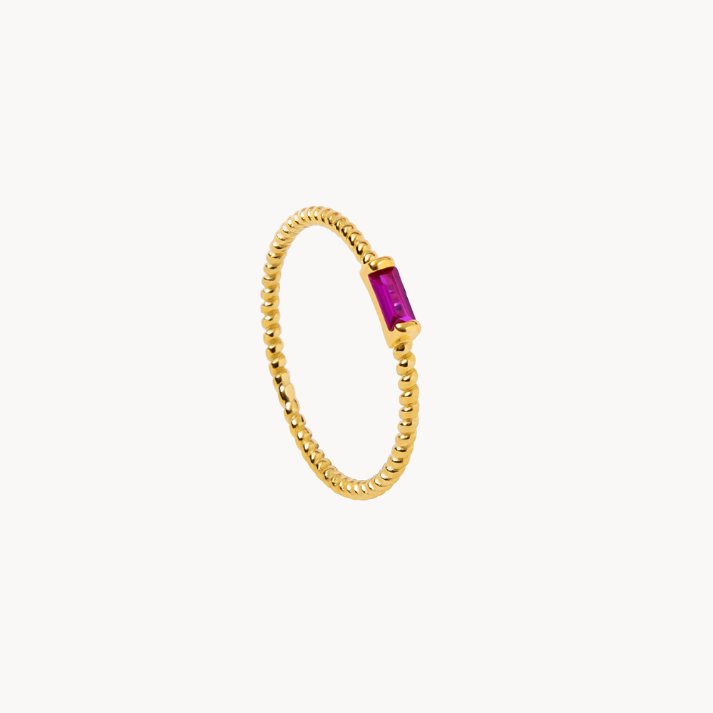 Pink Lennon: Rectangular Fuchsia Zirconia Ring - Jewel Edition