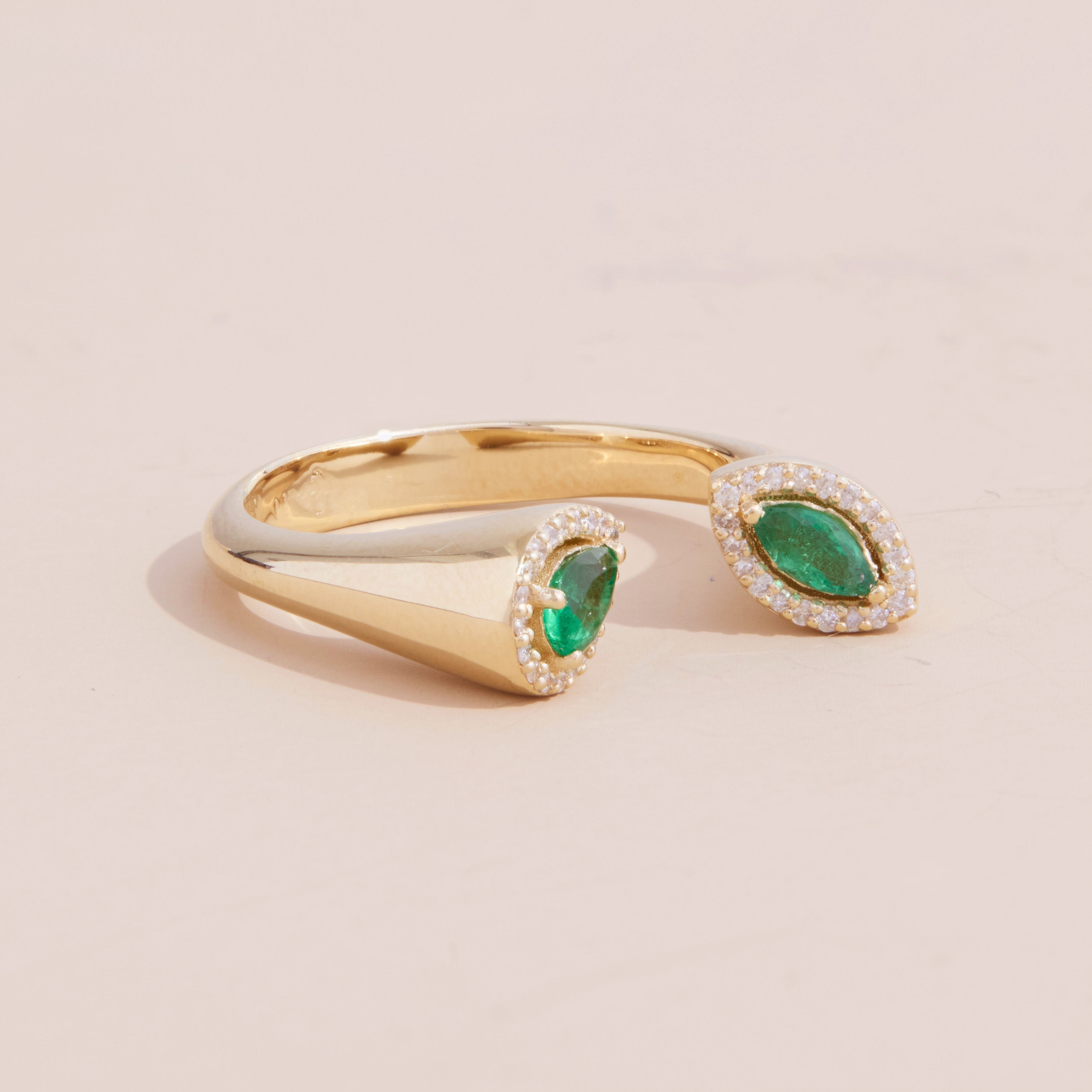 Glowing Emerald Open Ring