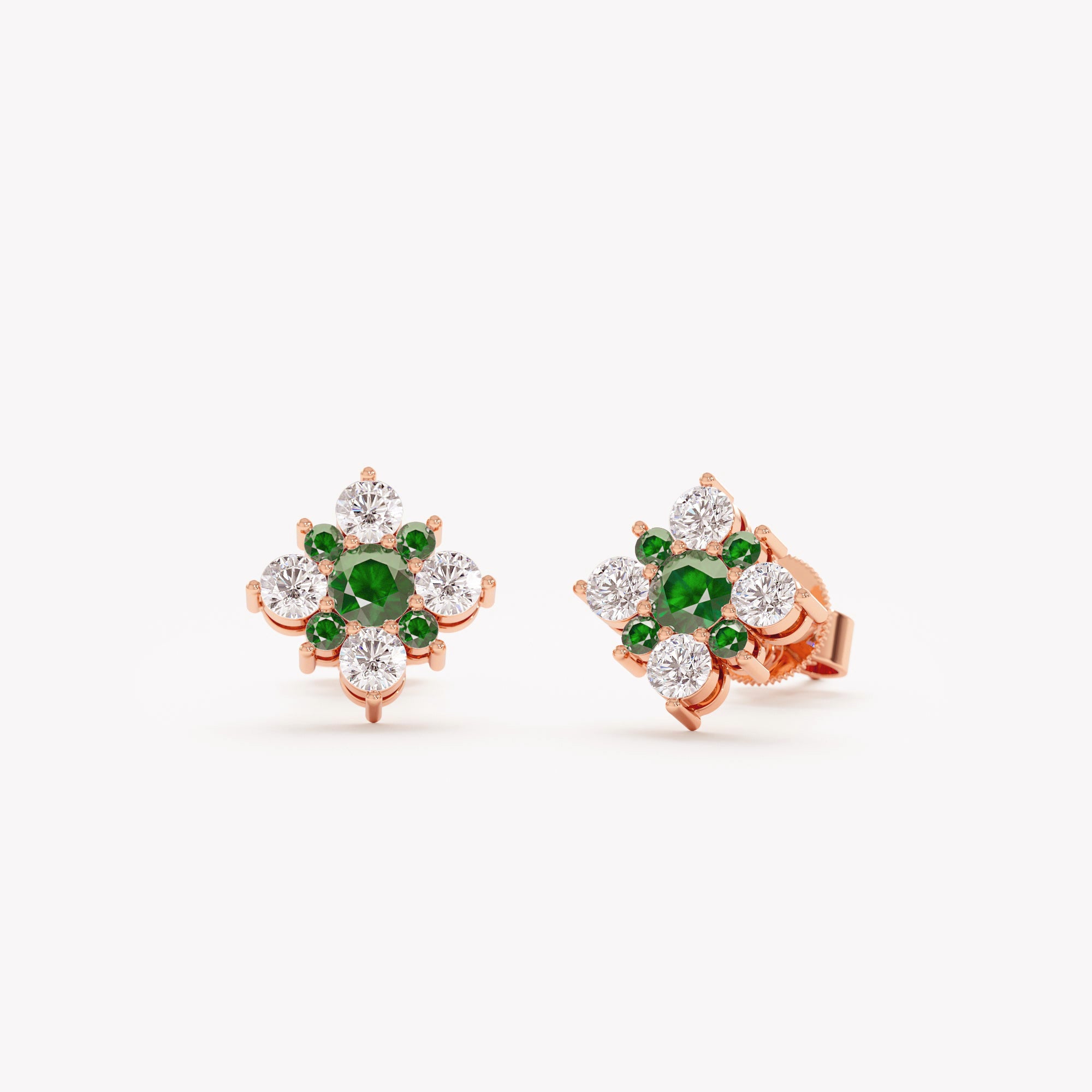 Emerald Blossom Stud Earrings