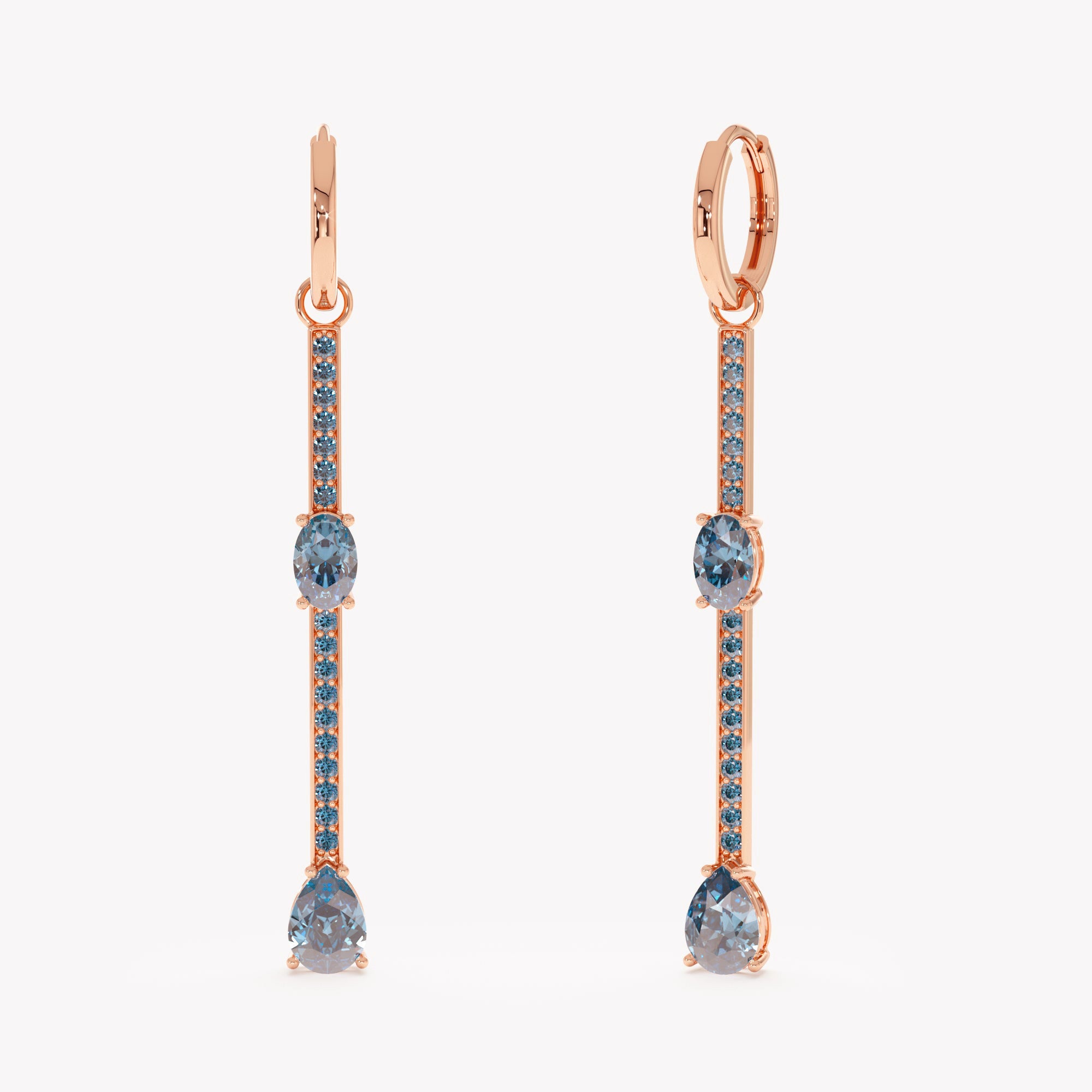 Blue Topaz Linear Drop Earrings