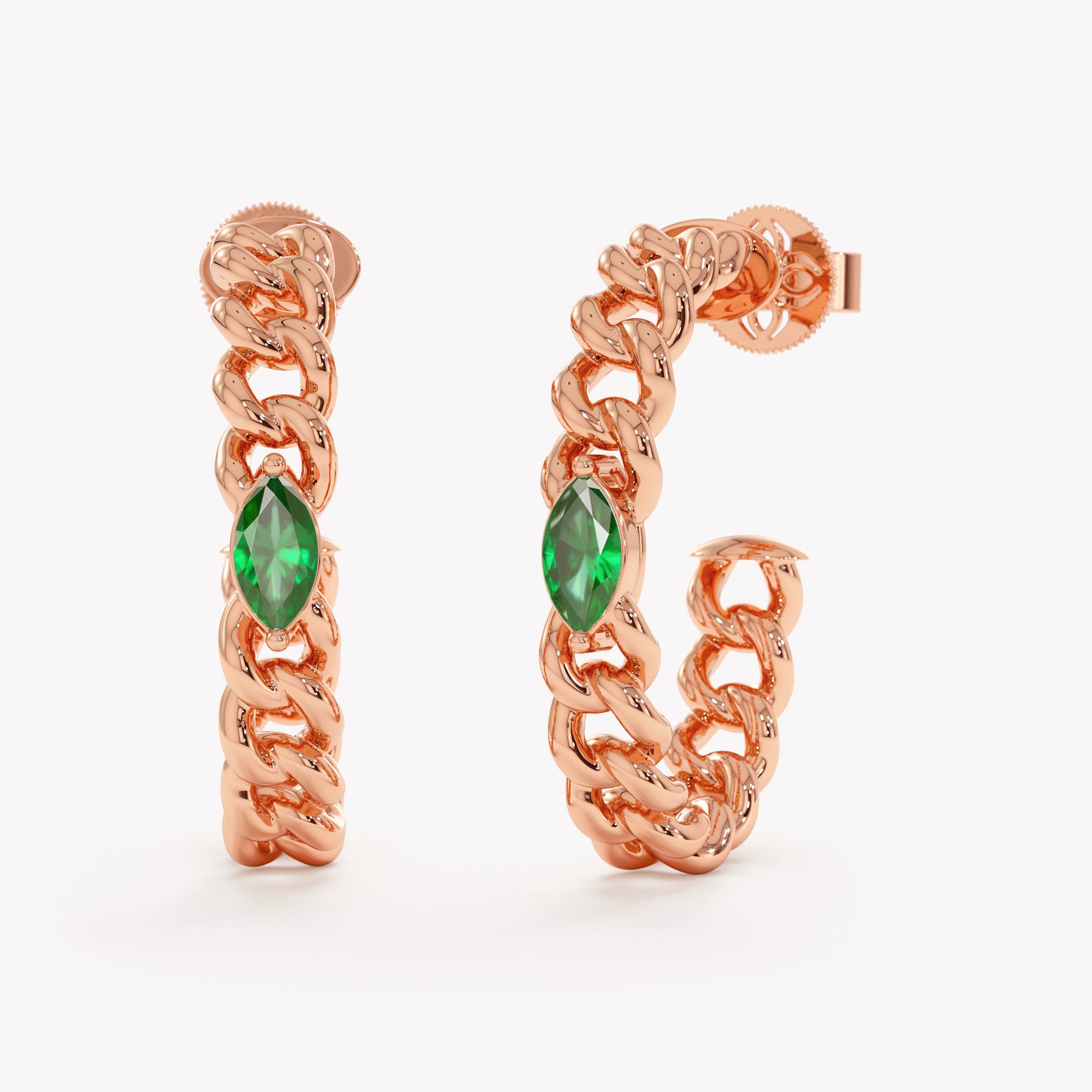 Interlinked Emerald Hoop Earrings
