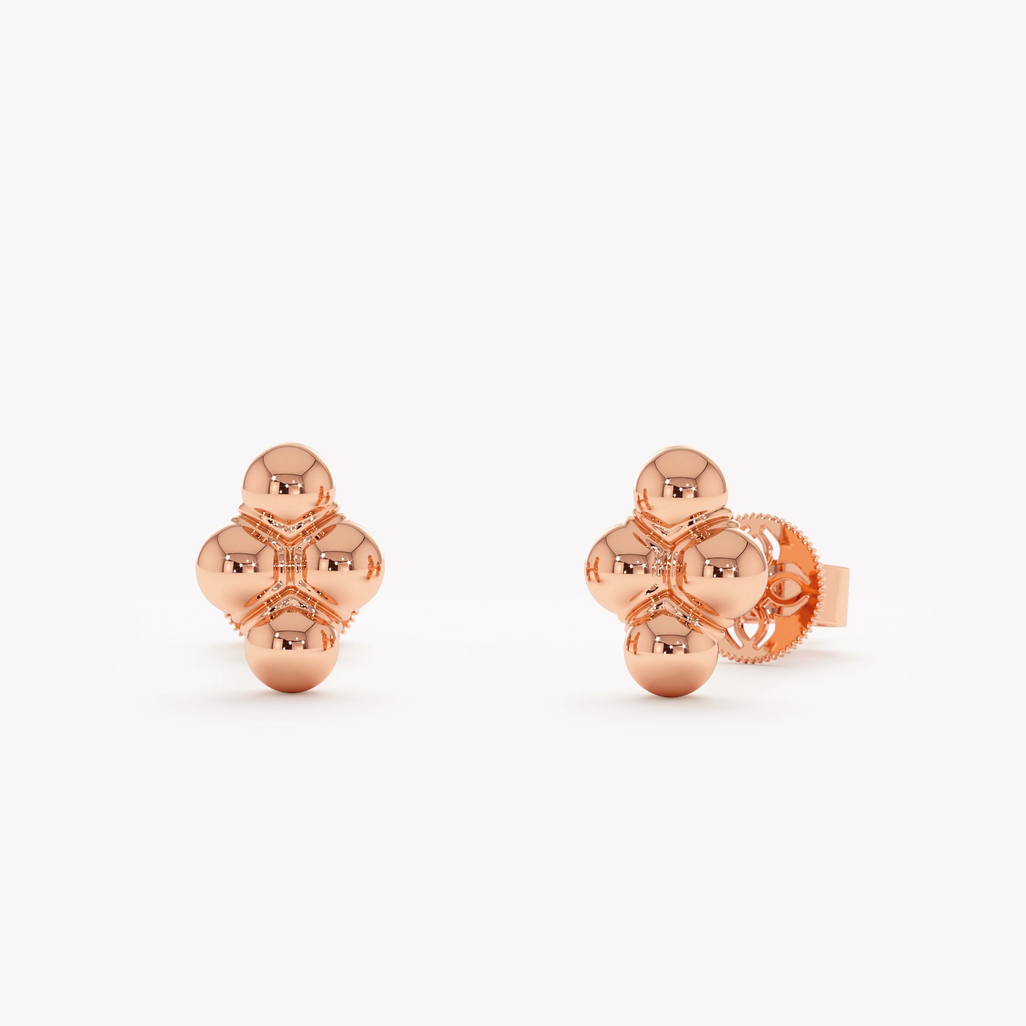 Four-Bead Stud Earrings