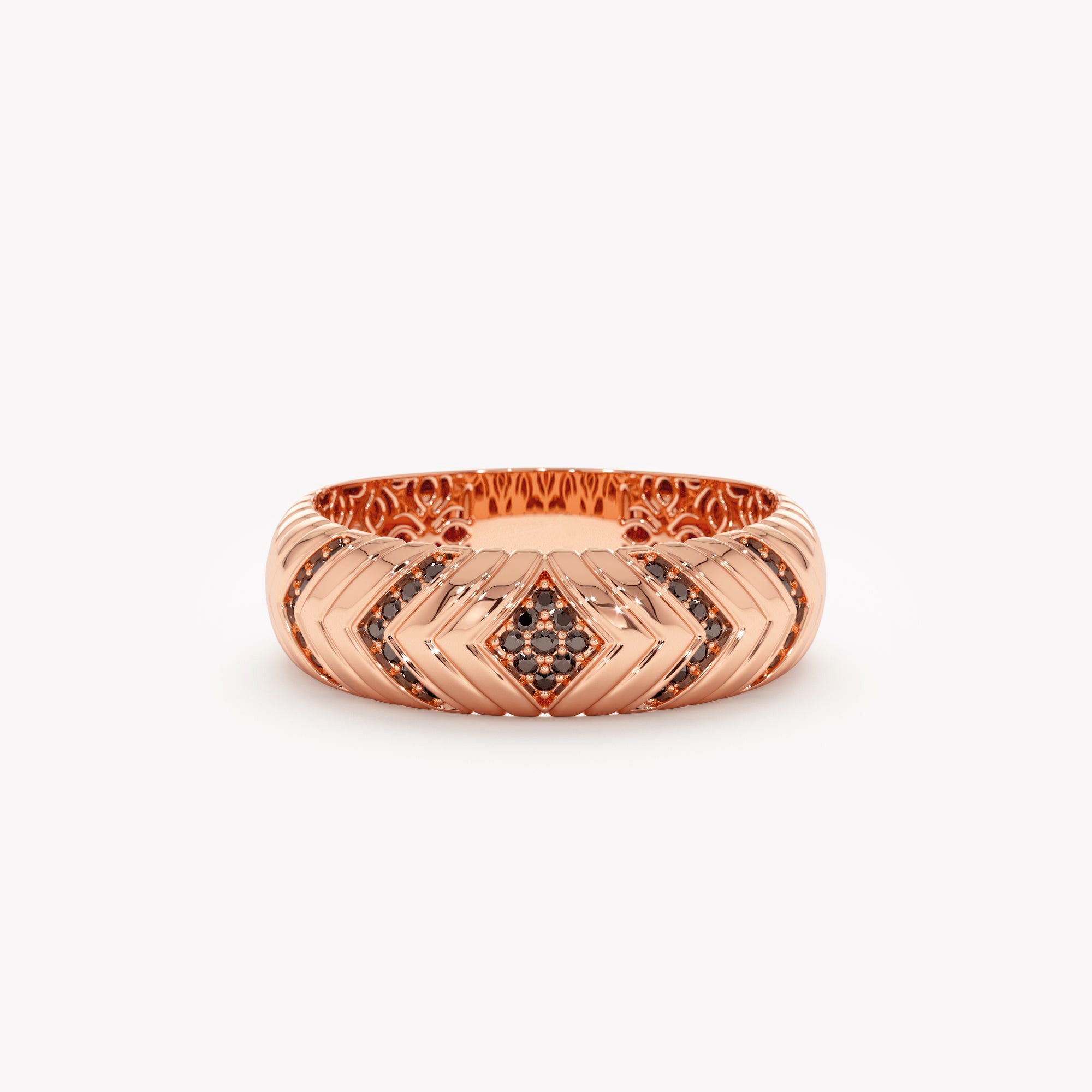 Minimalist Black Stone Chevron Ring