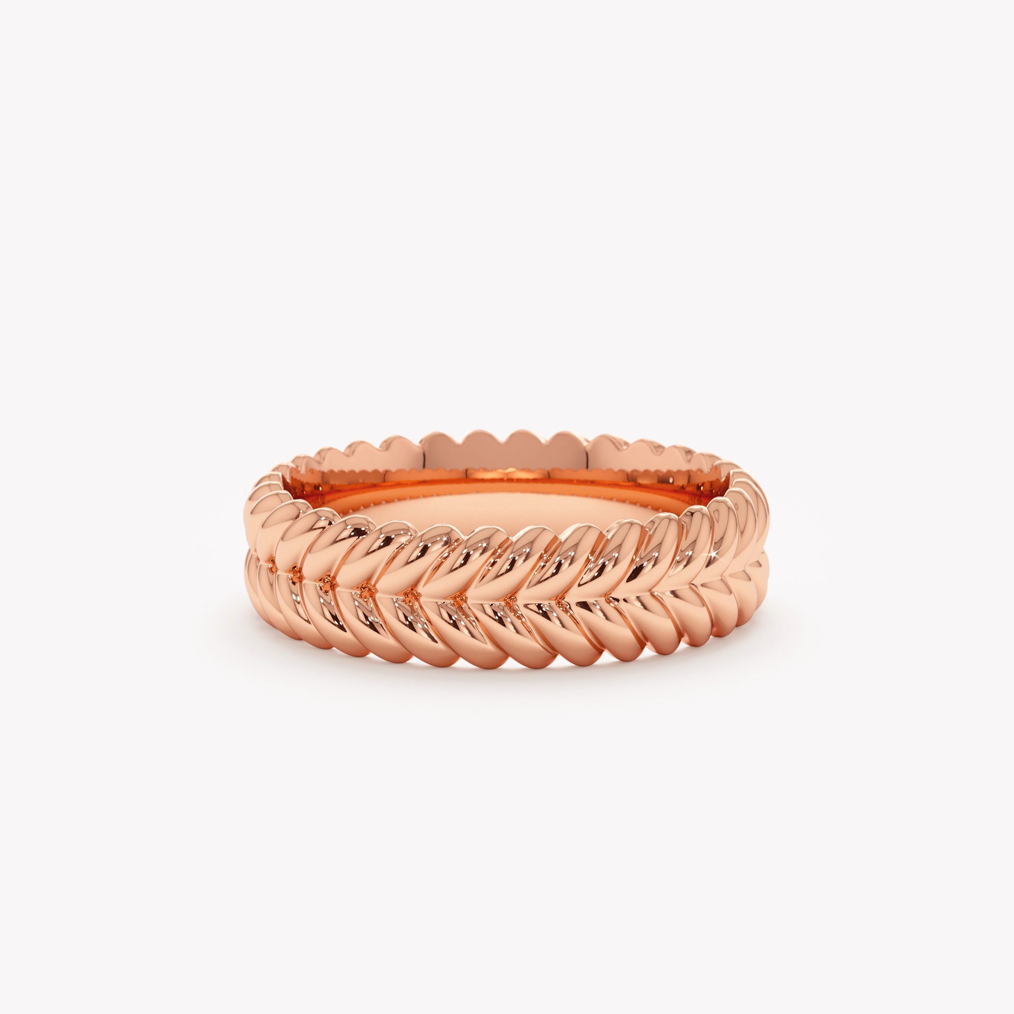 Puffed Chevron Ribbed Ring