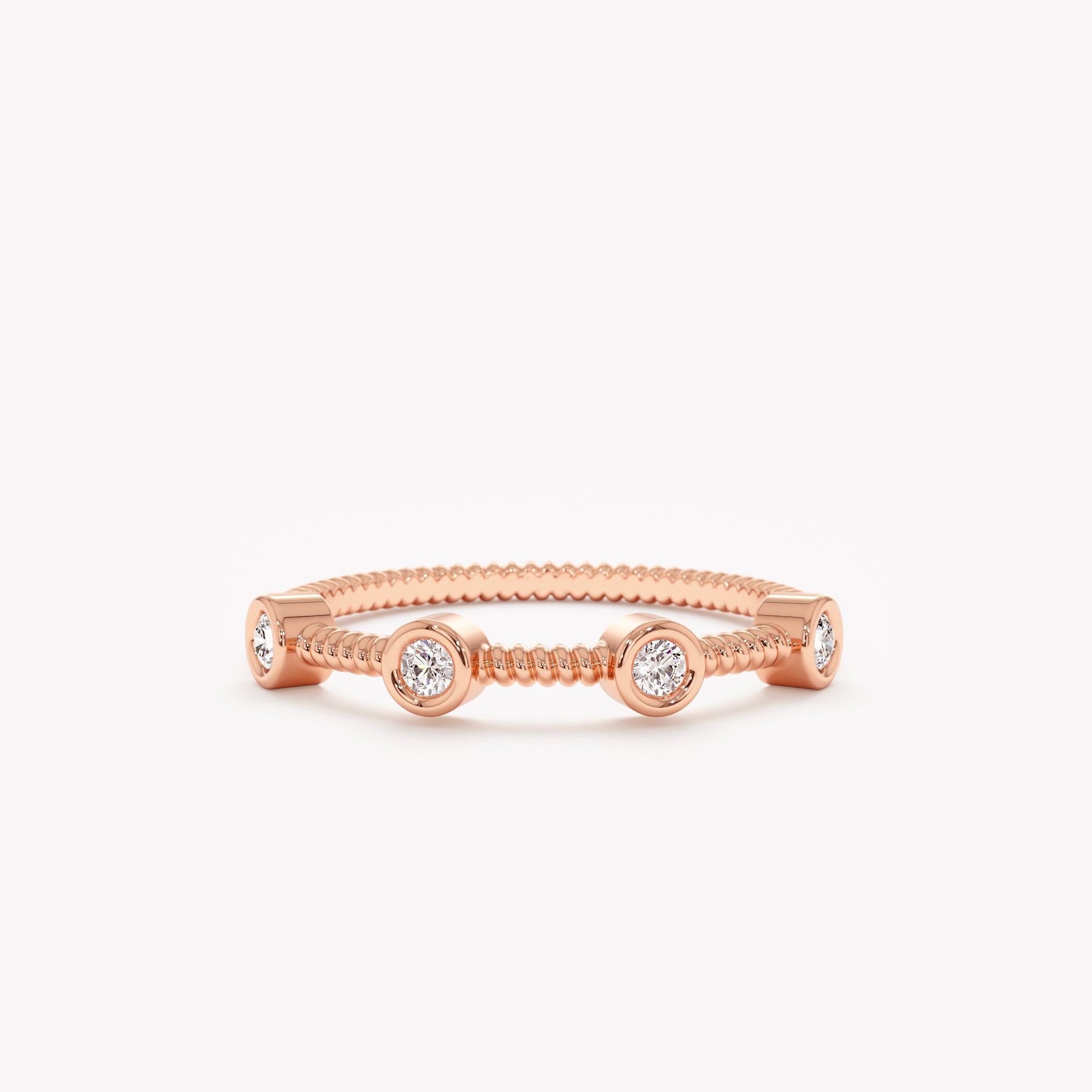 Geometric Four-Stone Bezel Ring