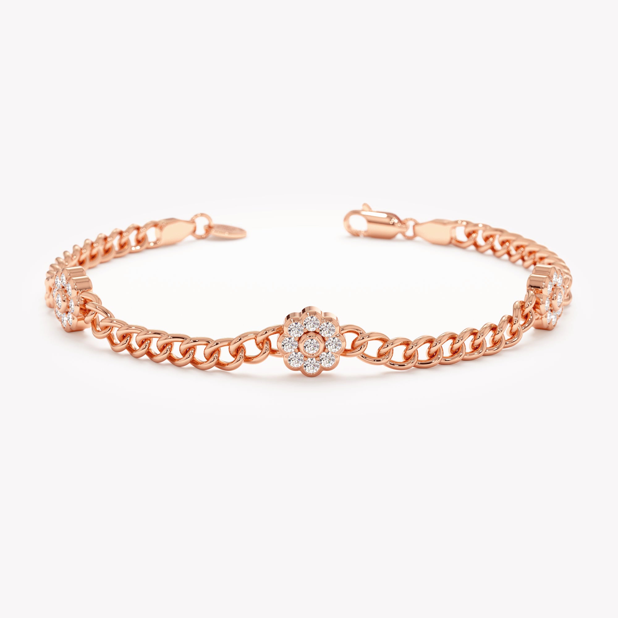 Floral Spark Cuban Link Bracelet