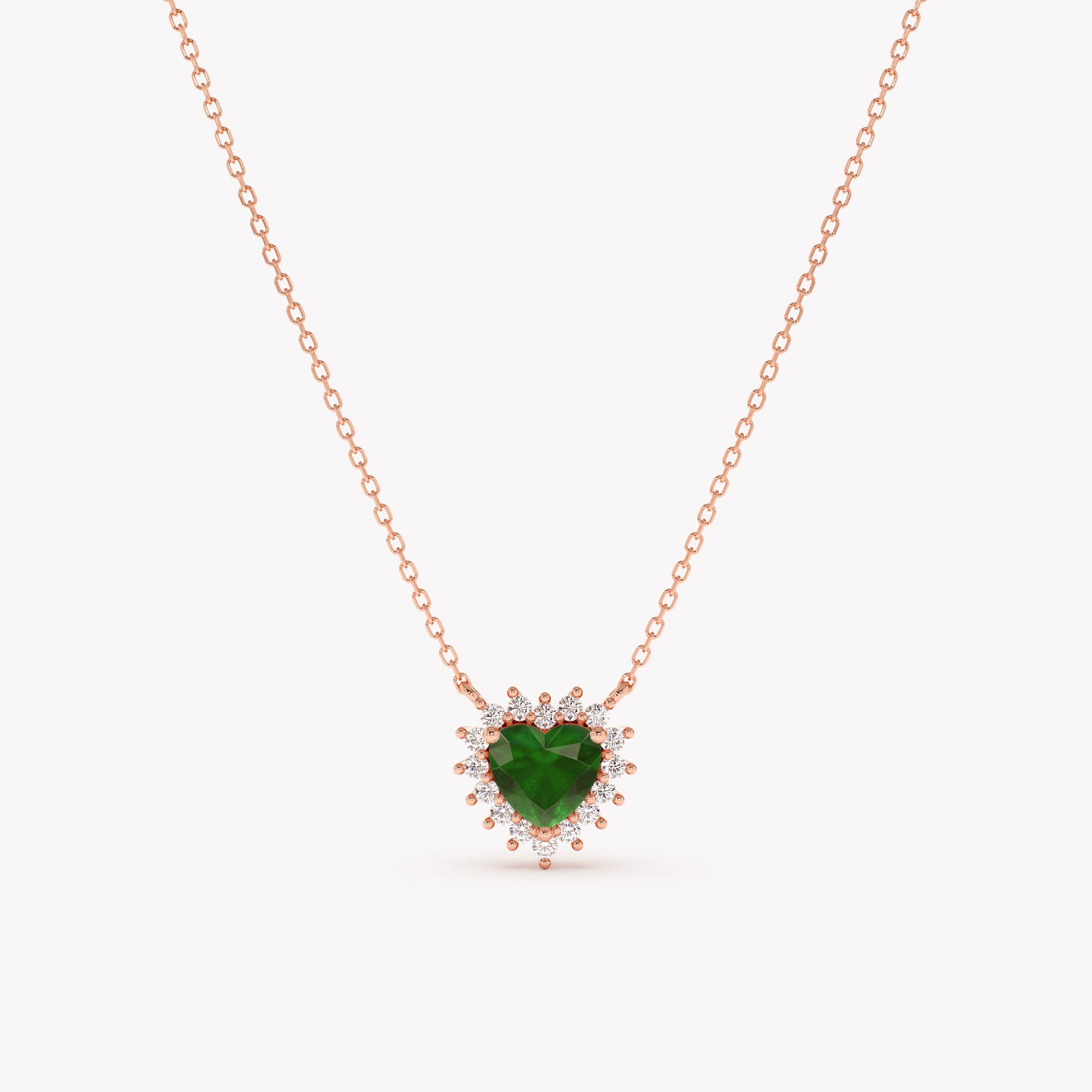 Heart Emerald Diamond Necklace