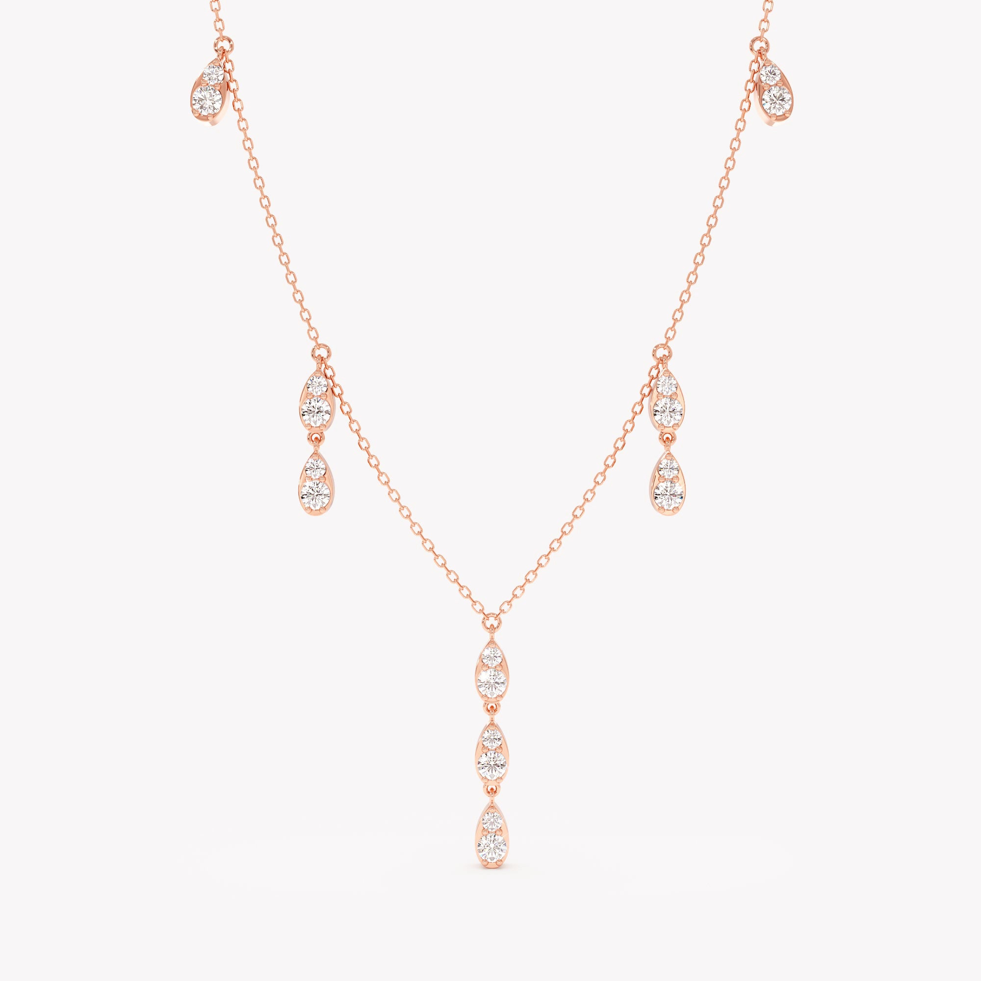Diamond Sparkling Raindrop Station Necklace