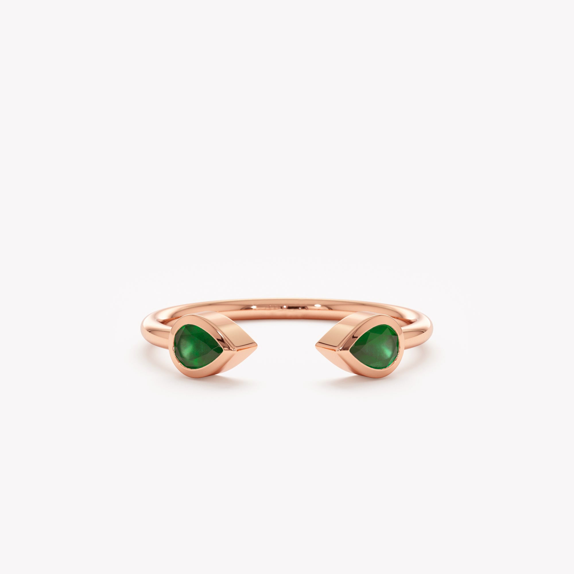 Emerald Petal Open Ring