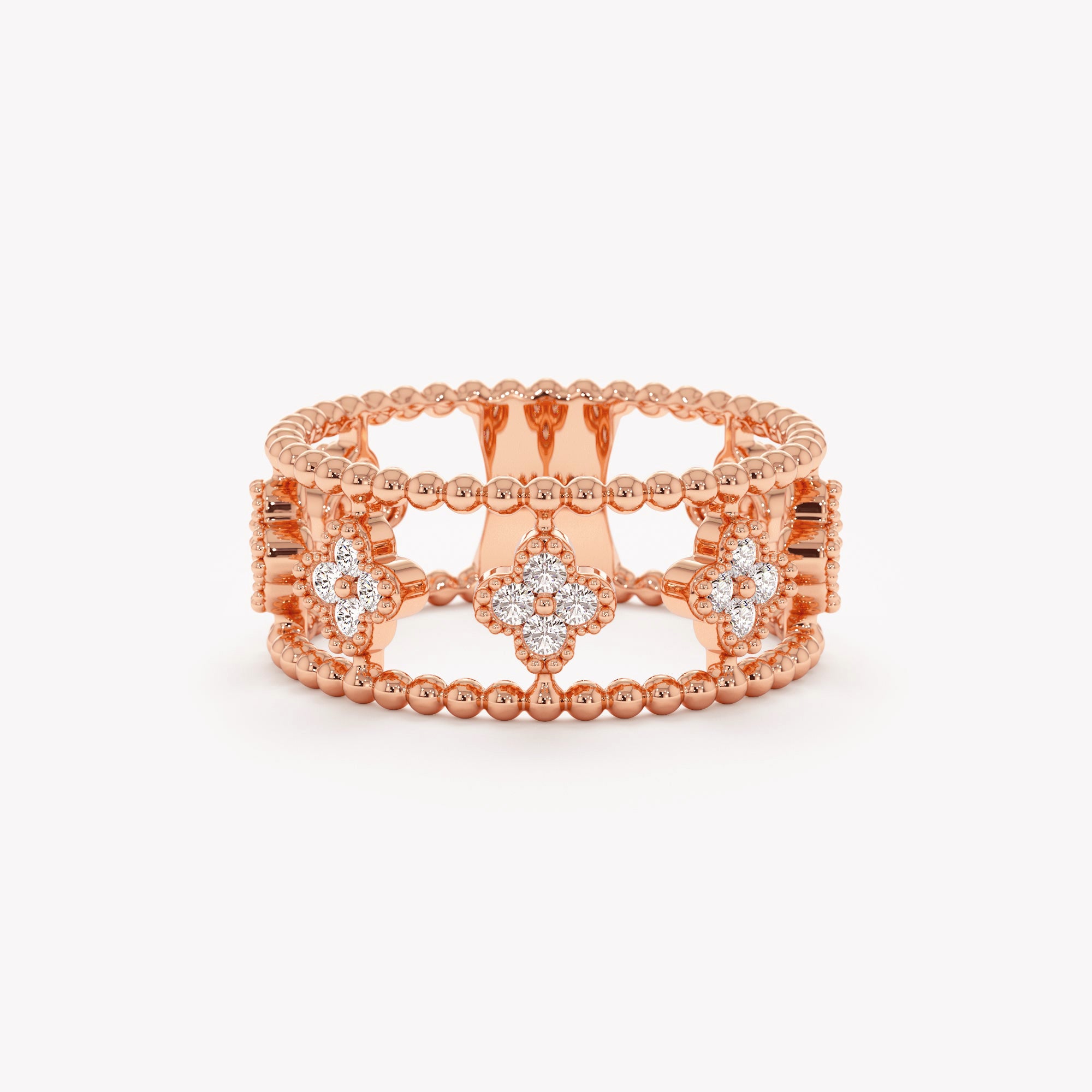 Double Band Clover Ring