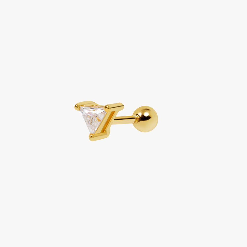 Shiny Triangle Ear Piercing - Sterling Silver 925, 18 Karat Gold Plated - Jewel Edition