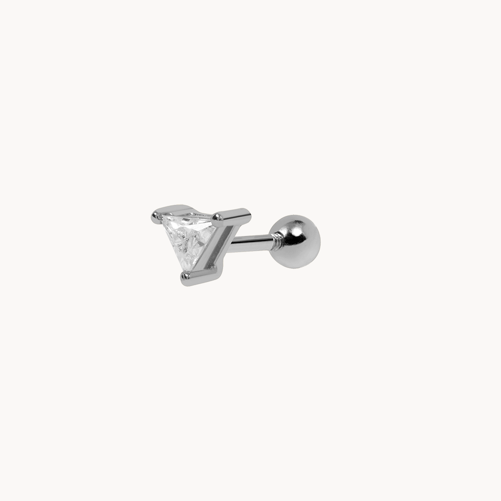 Shiny Triangle Ear Piercing - Sterling Silver 925, 18 Karat Gold Plated - Jewel Edition