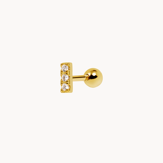 Shiny Simple Bar Ear Piercing - Sterling Silver 925, 18 Karat Gold Plated - Jewel Edition