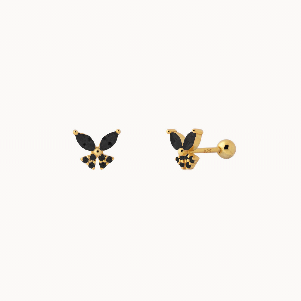 Colorful Shiny Butterfly Piercing: Sterling Silver 925 with 18 Karat Gold Plating - Jewel Edition