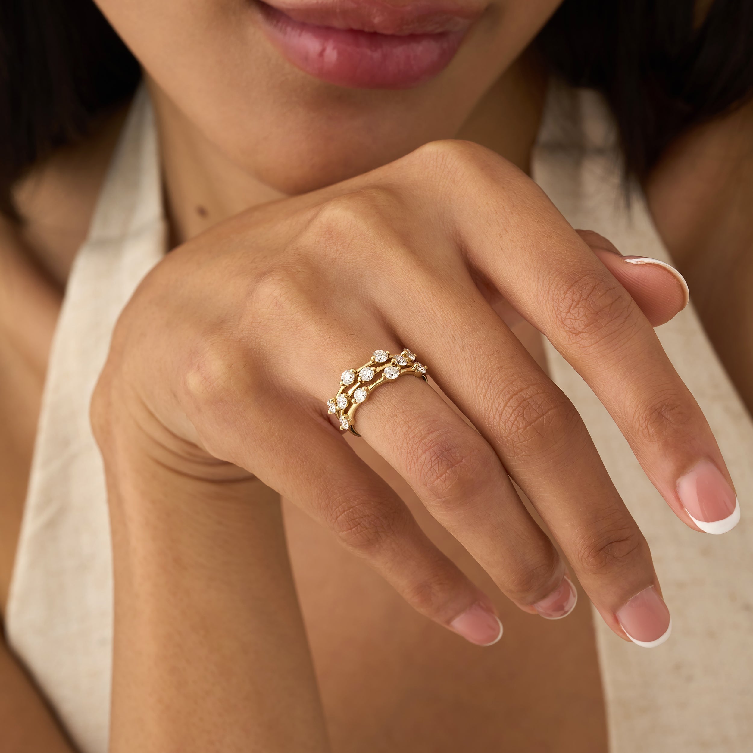 Trinity Diamond Station Ring Set