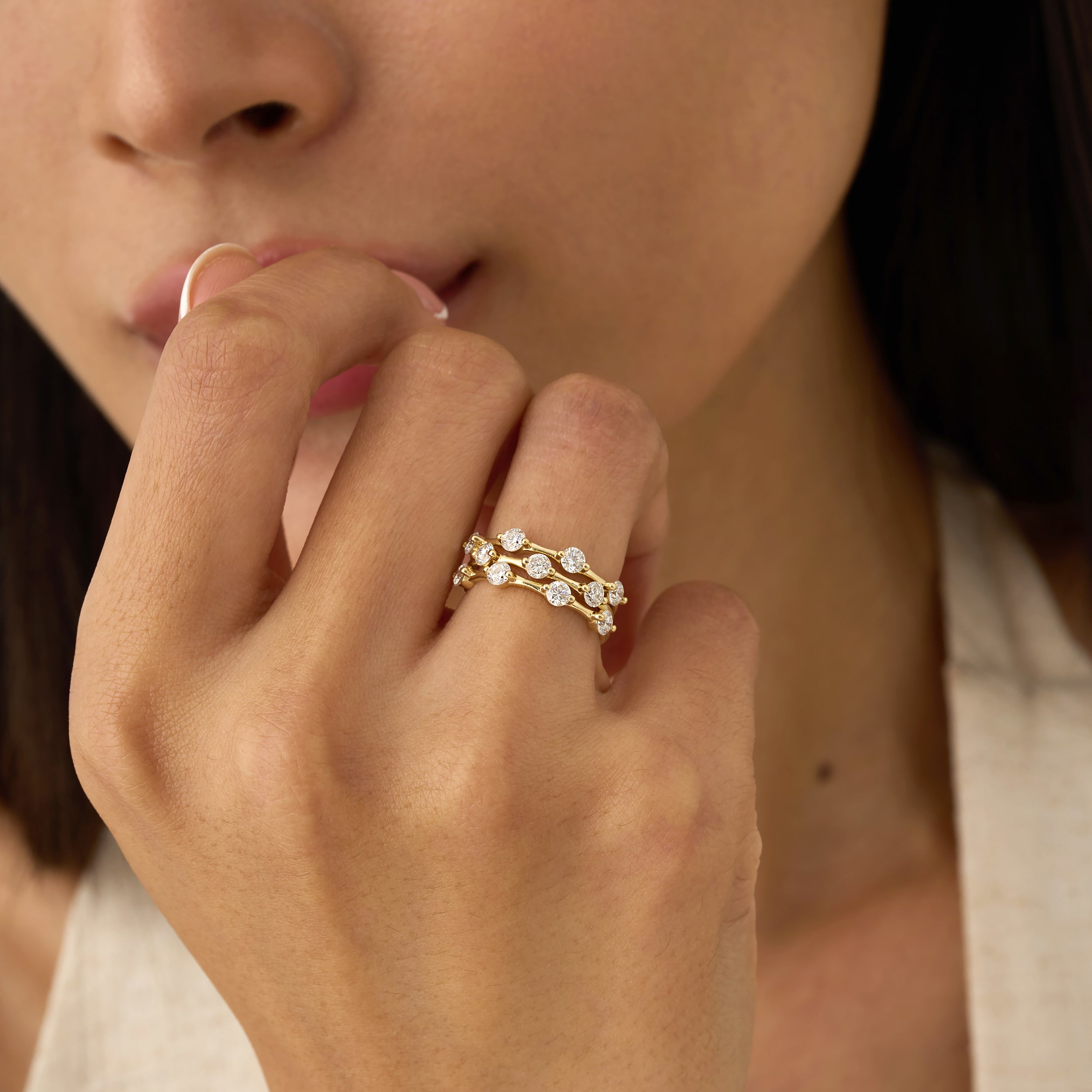 Trinity Diamond Station Ring Set