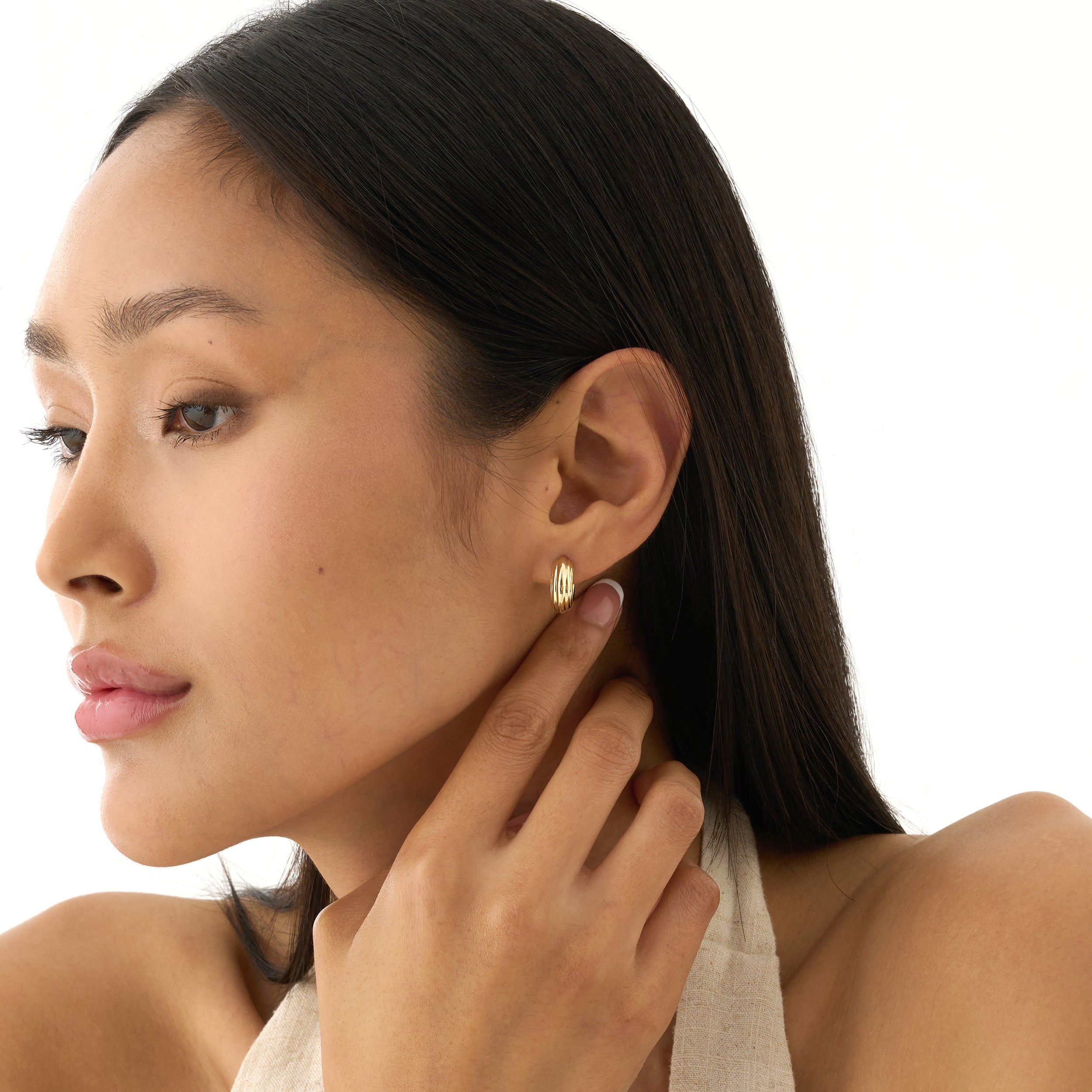 Striated Huggie Hoops