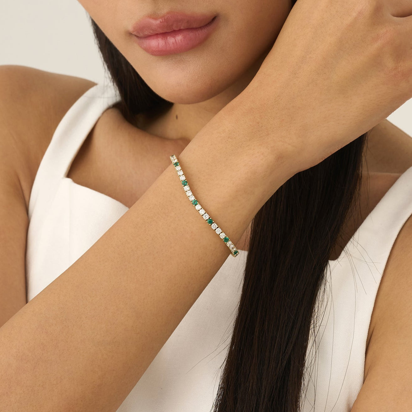 Green Glam Tennis Bracelet