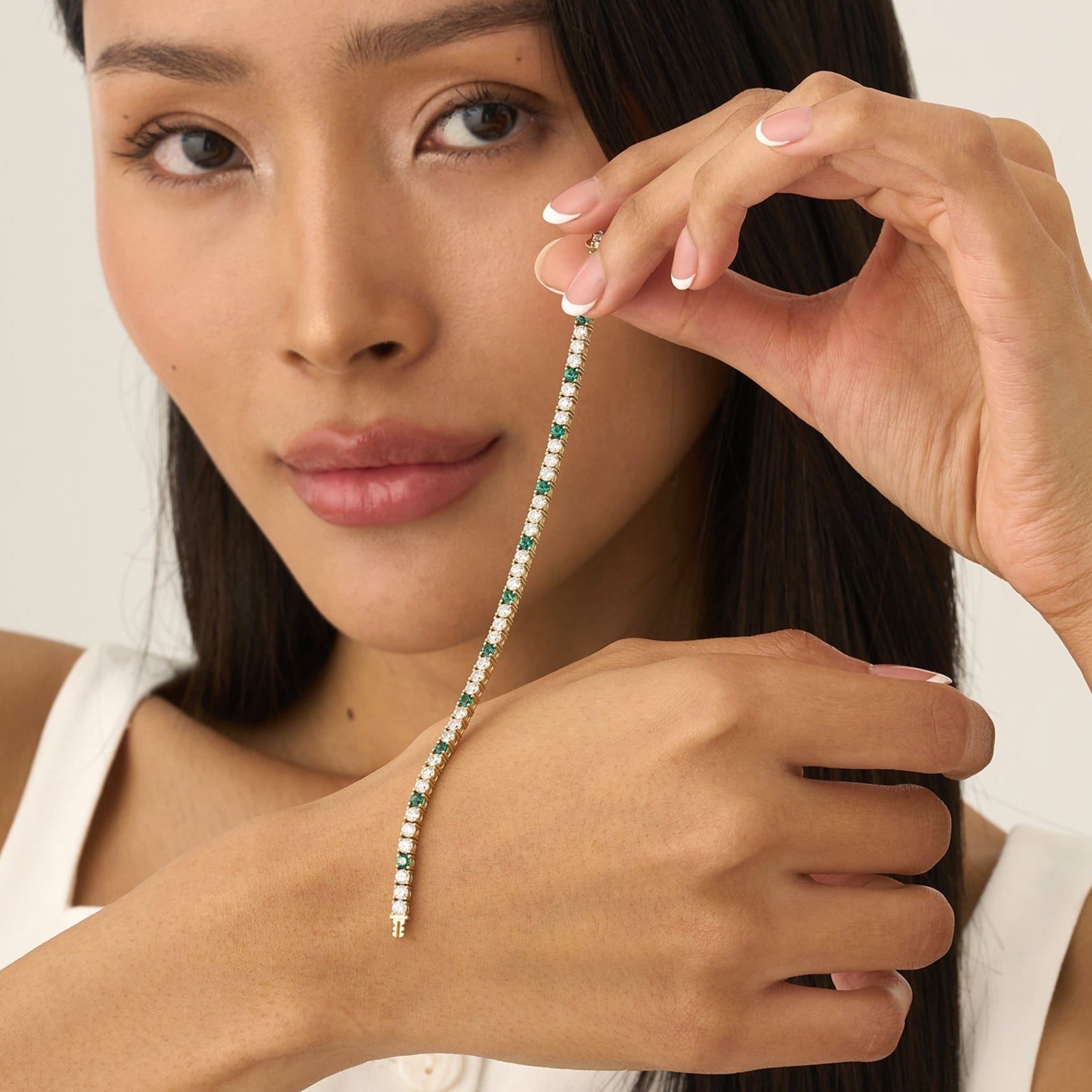 Green Glam Tennis Bracelet