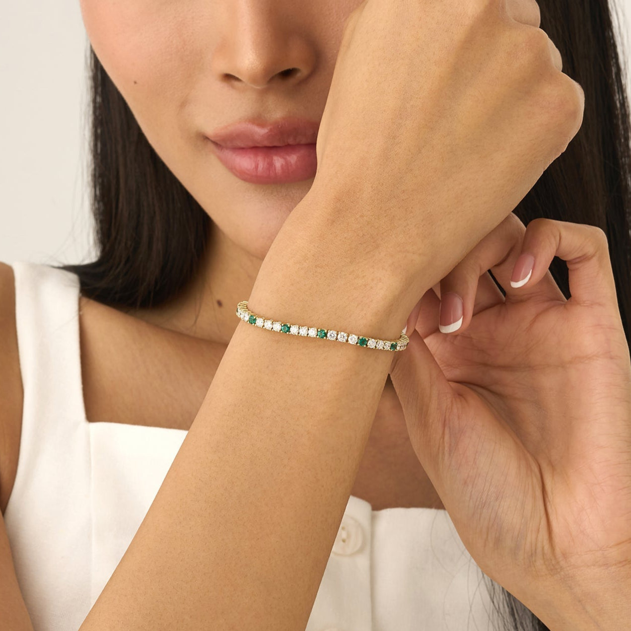 Green Glam Tennis Bracelet
