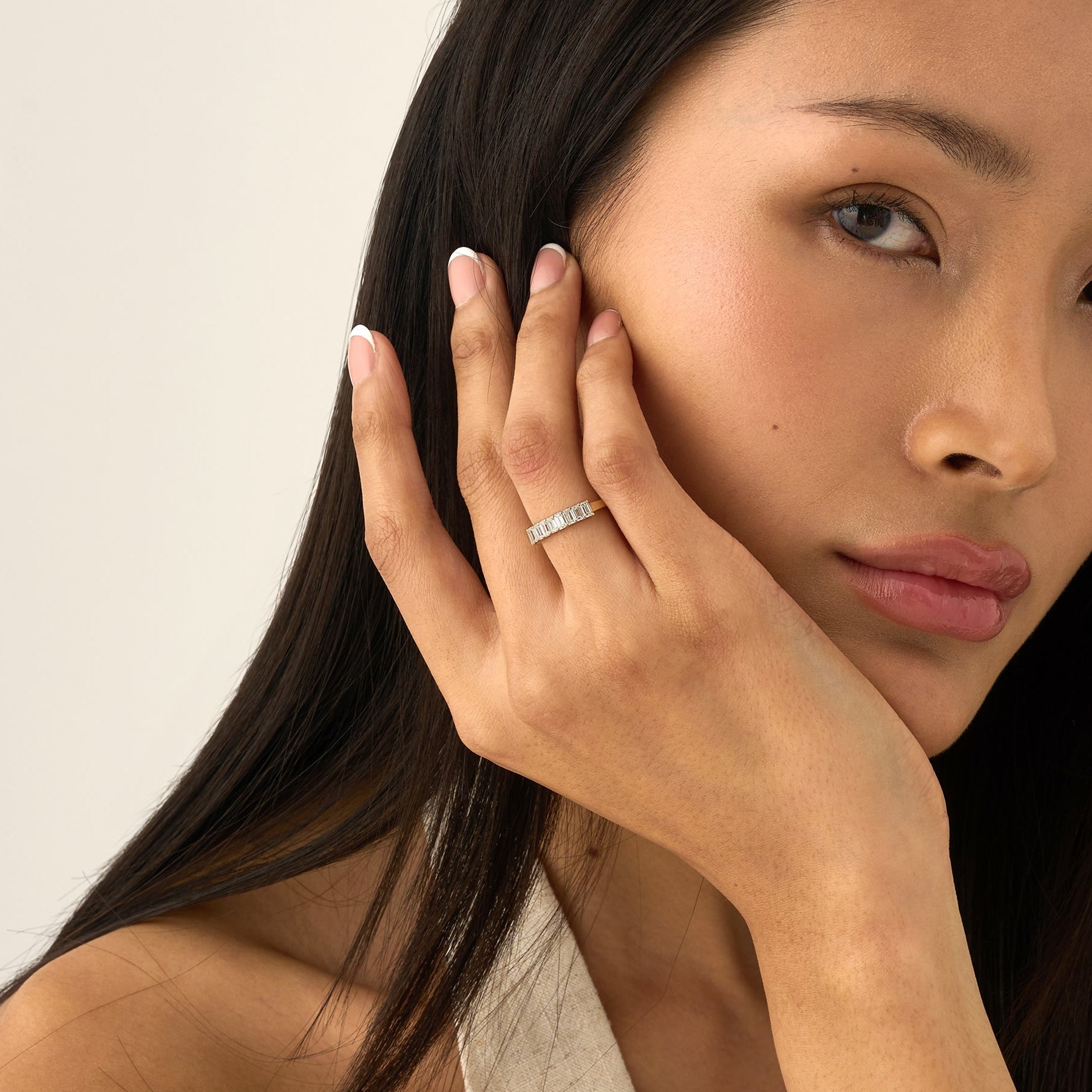 Sparkling Half Eternity Baguette Ring