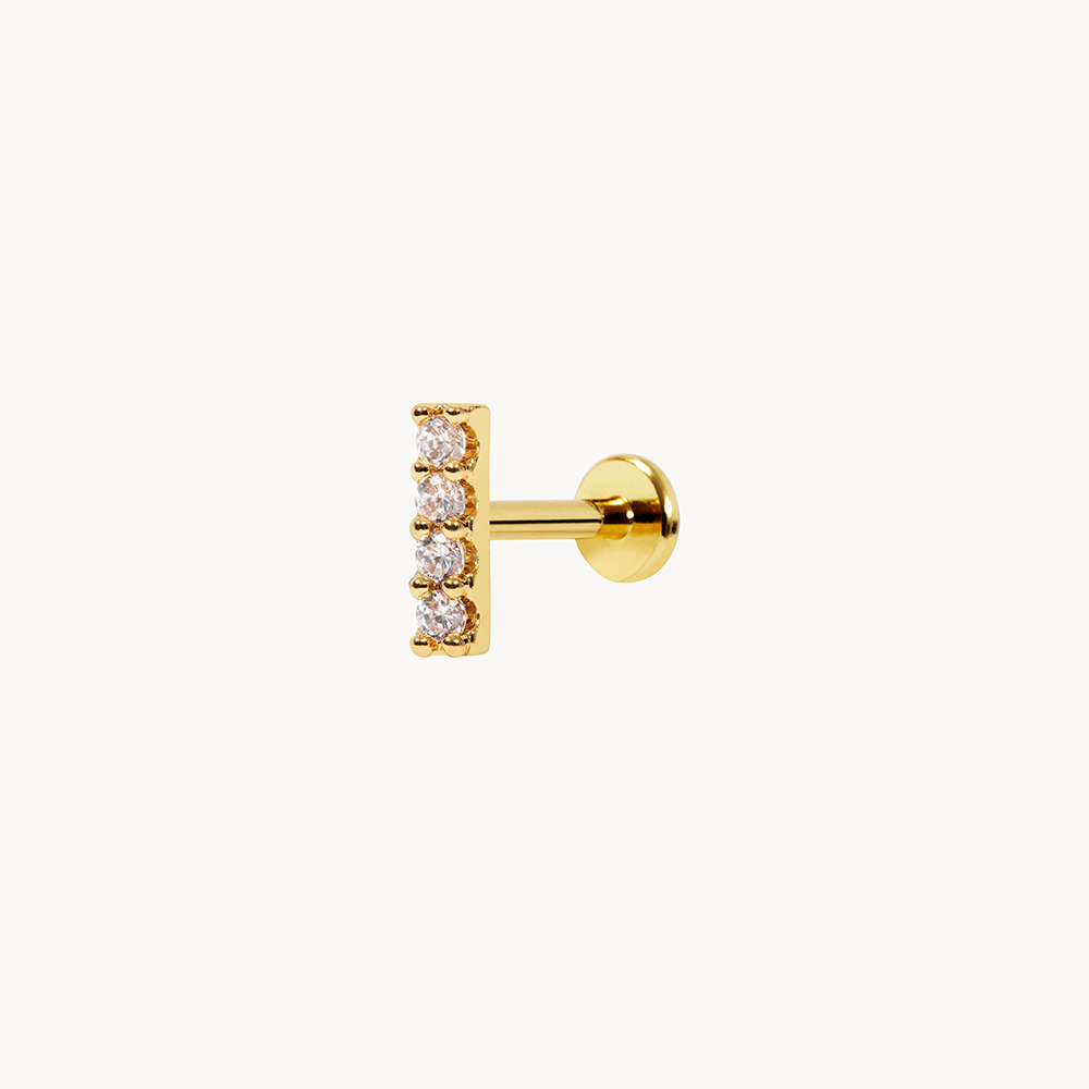 Tiny Bar Piercing - 18 Carat Gold Plated - Jewel Edition