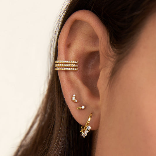 Vela Triple Ear Cuff with White Cubic Zirconia - Jewel Edition