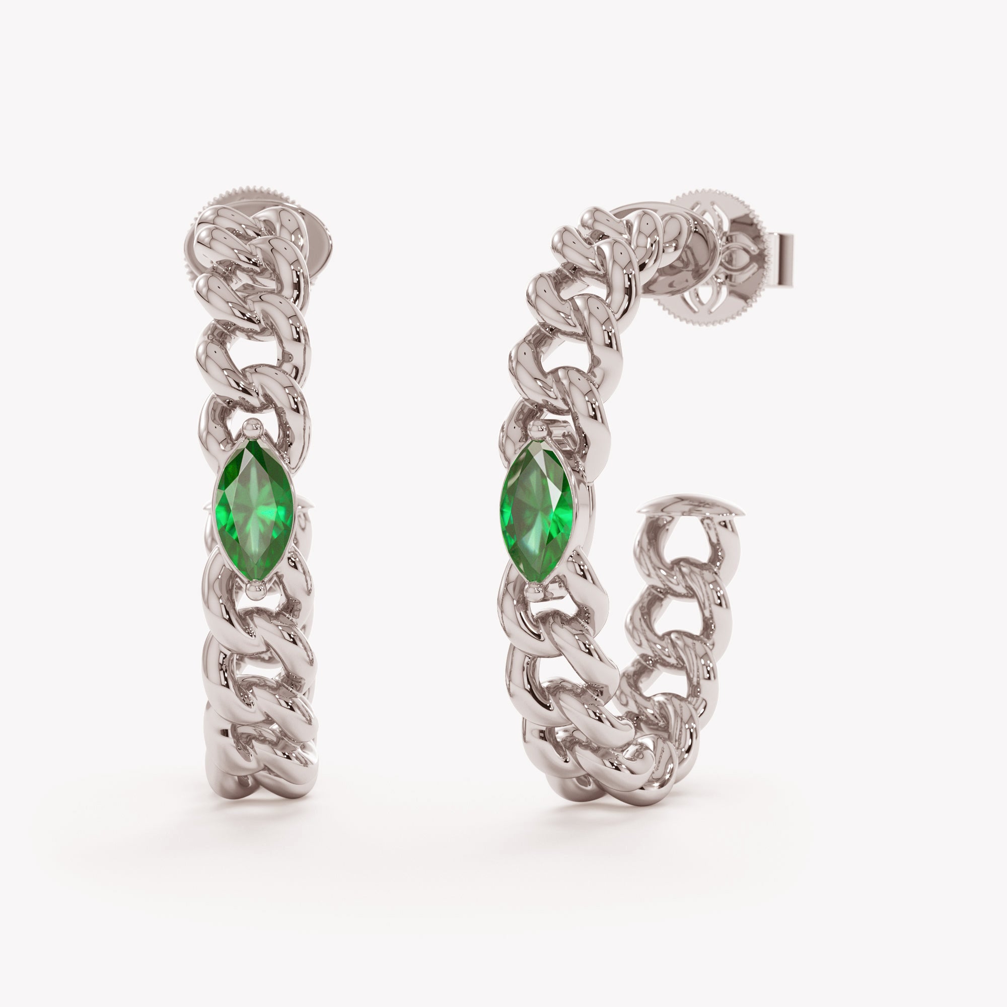 Interlinked Emerald Hoop Earrings