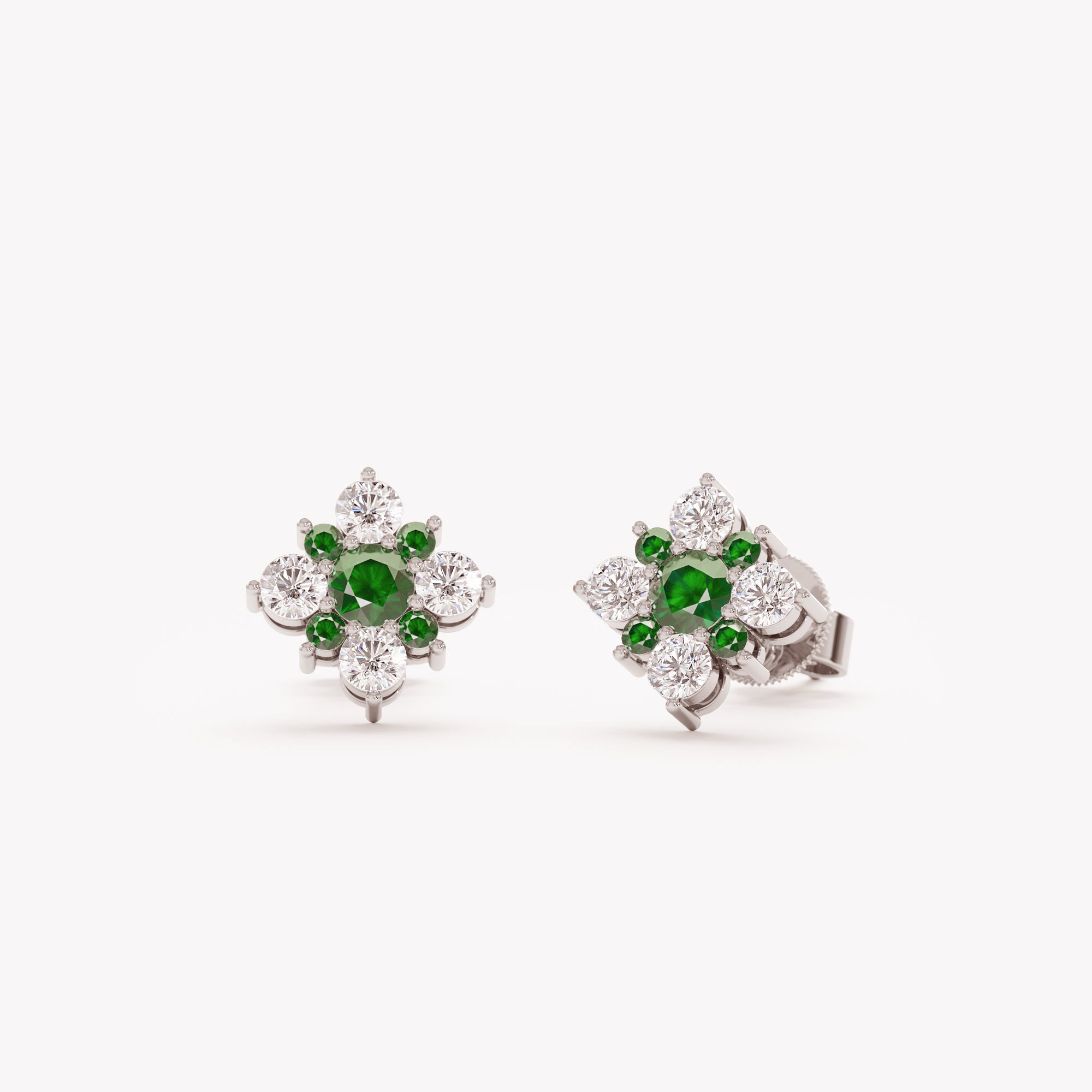 Emerald Blossom Stud Earrings