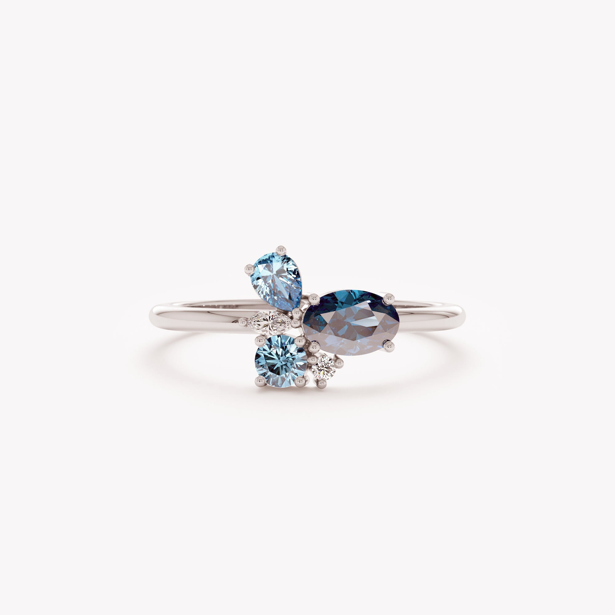 Ocean Blue Topaz Cluster Ring