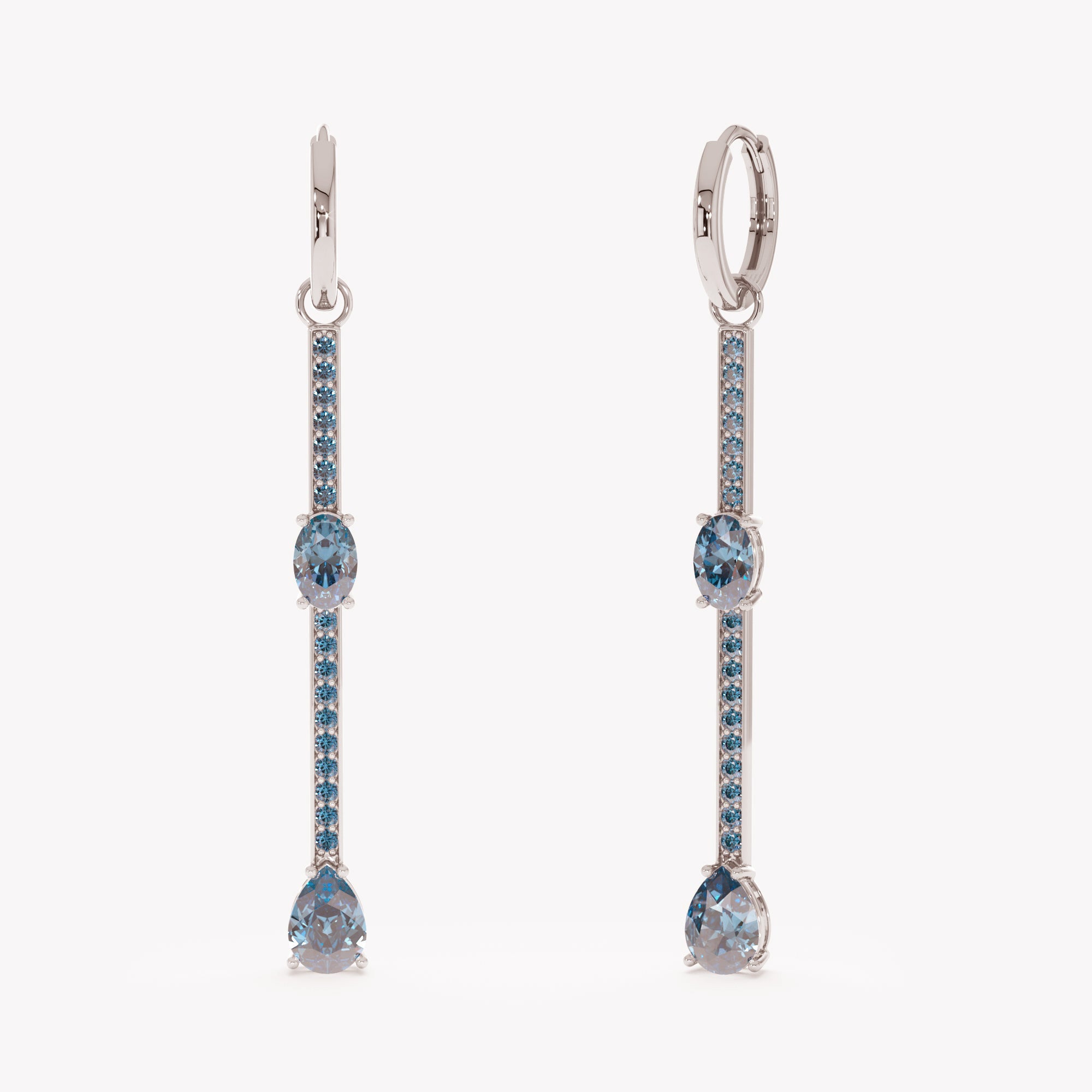 Blue Topaz Linear Drop Earrings