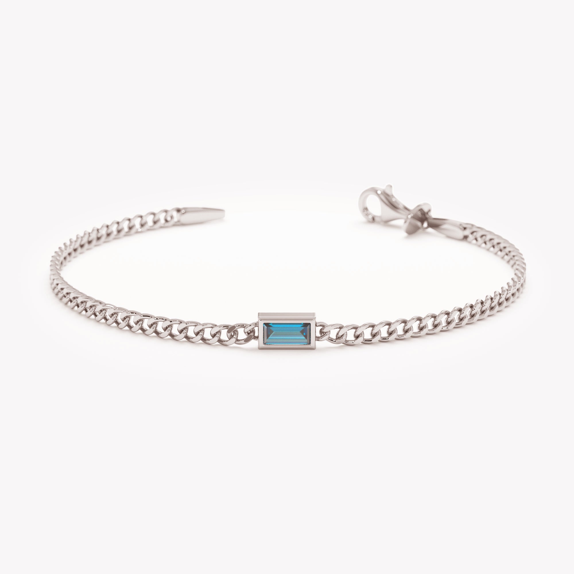 Crystal Blue Cuban Chain Bracelet