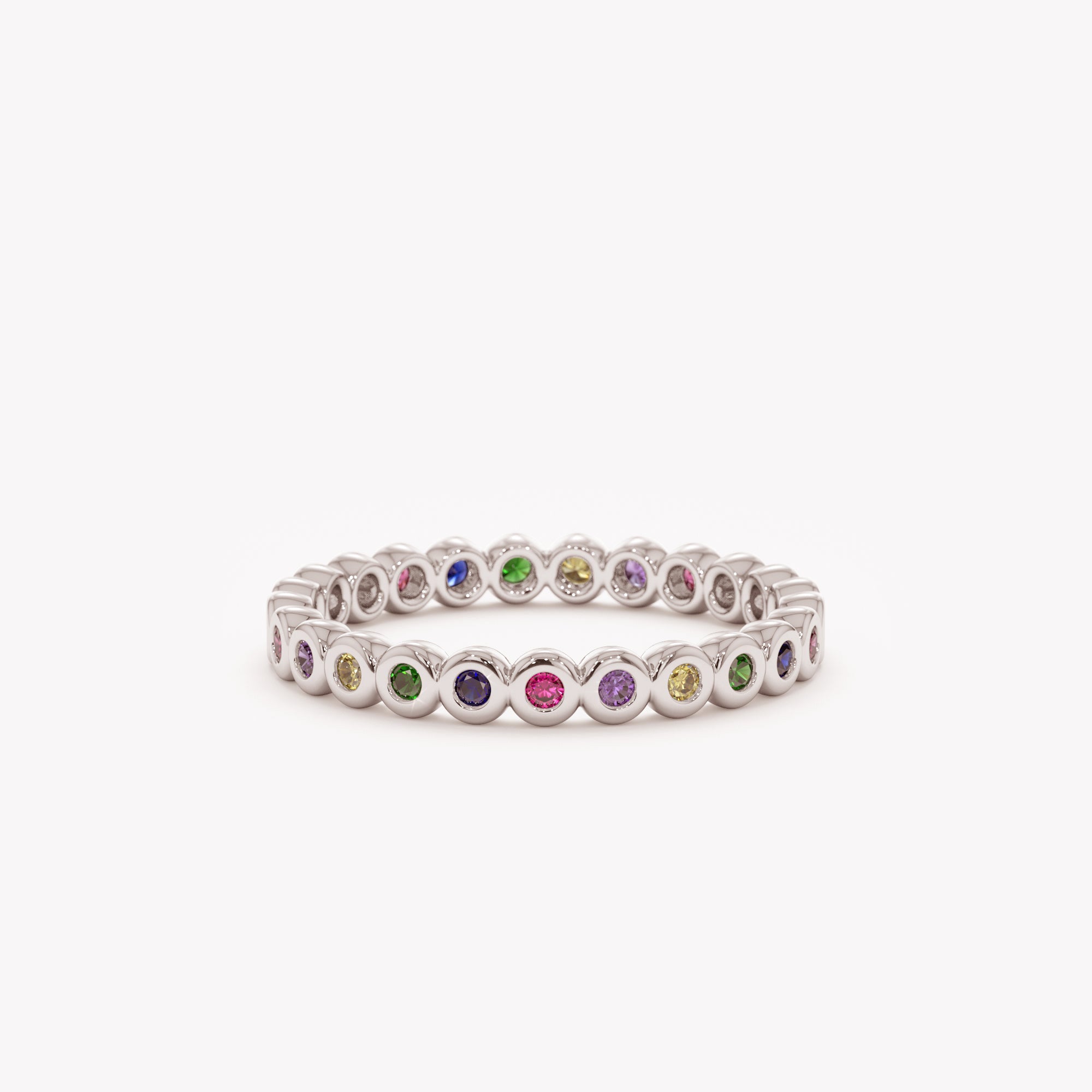 Rainbow Gemstone Eternity Ring