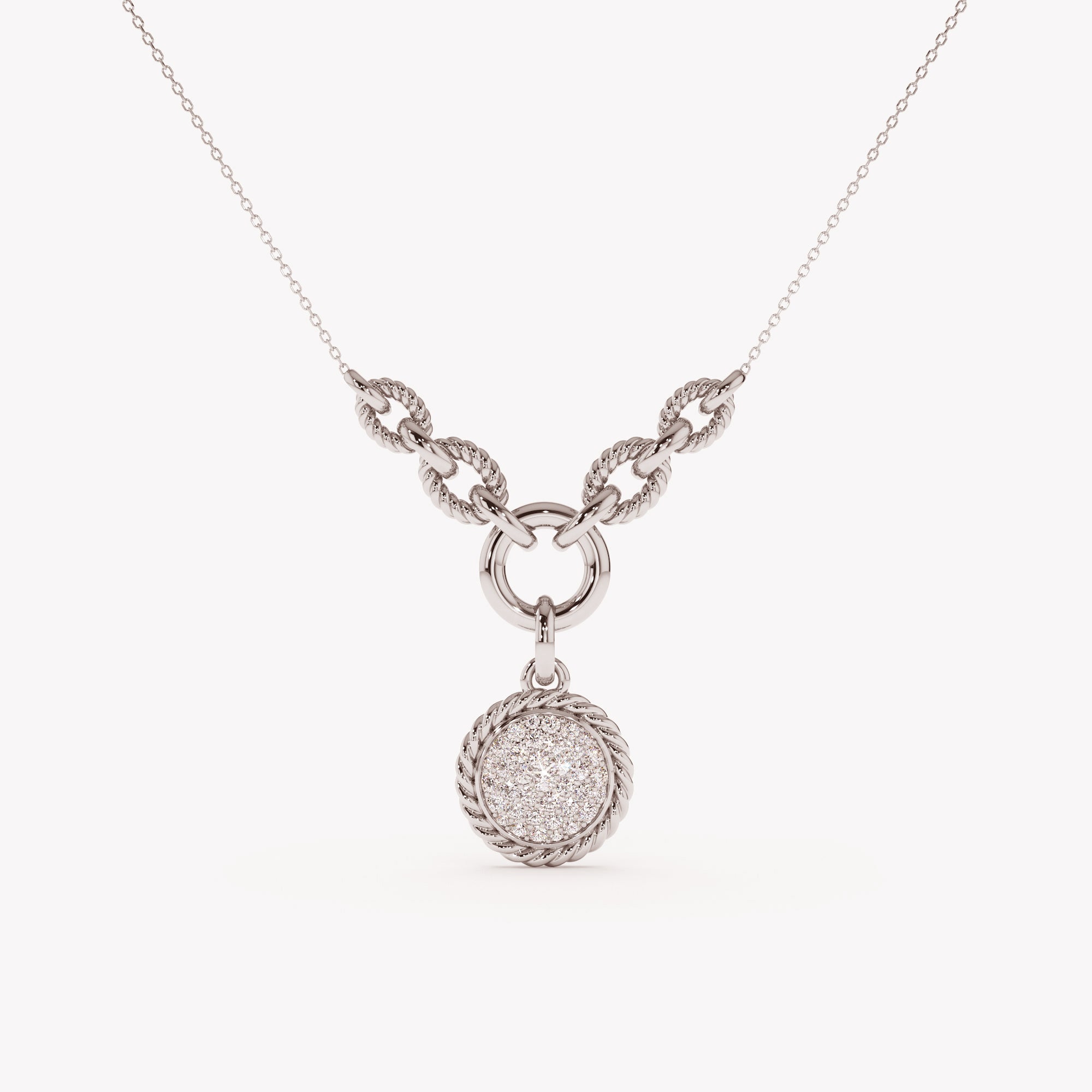 Sleek Twist Diamond Pendant Necklace