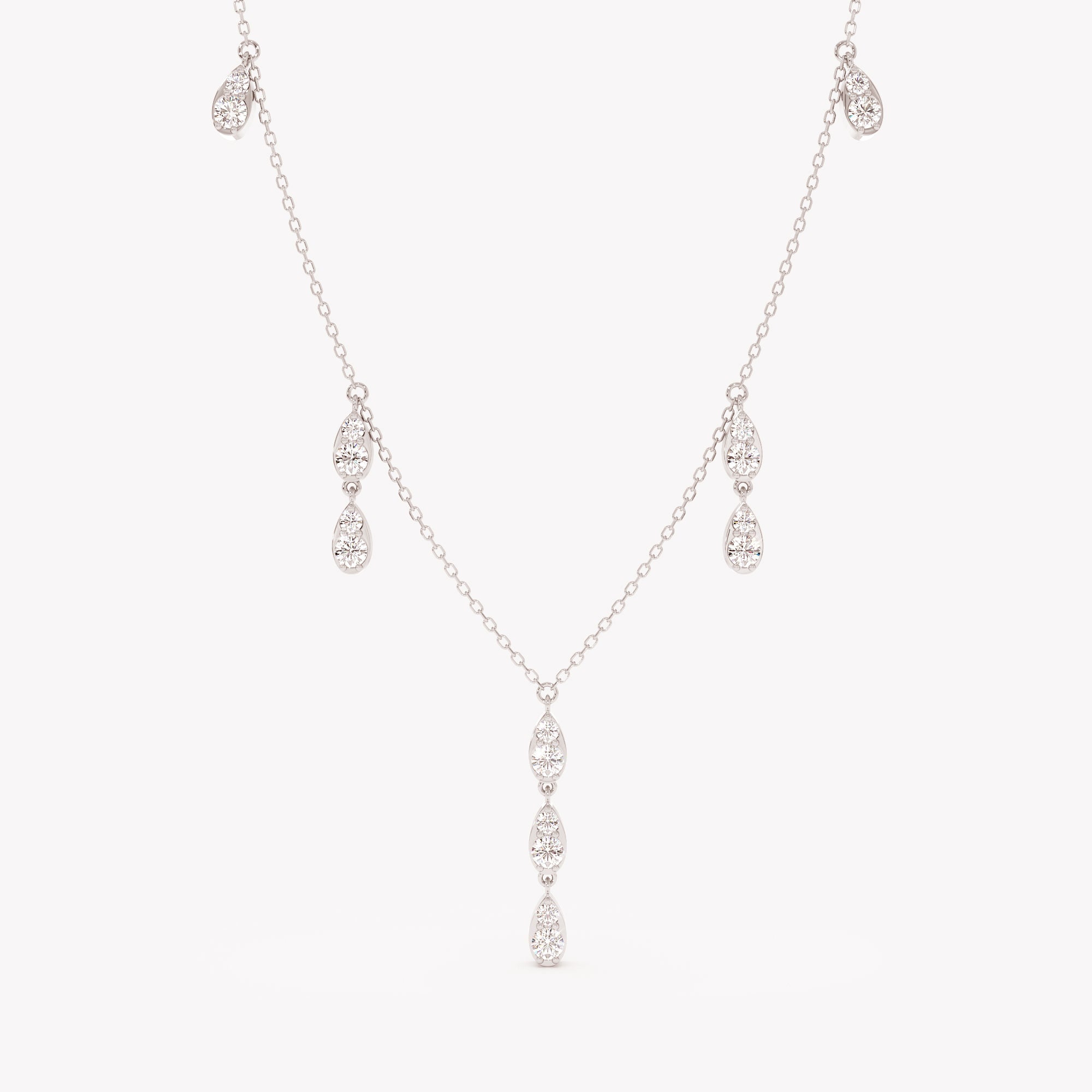 Diamond Sparkling Raindrop Station Necklace