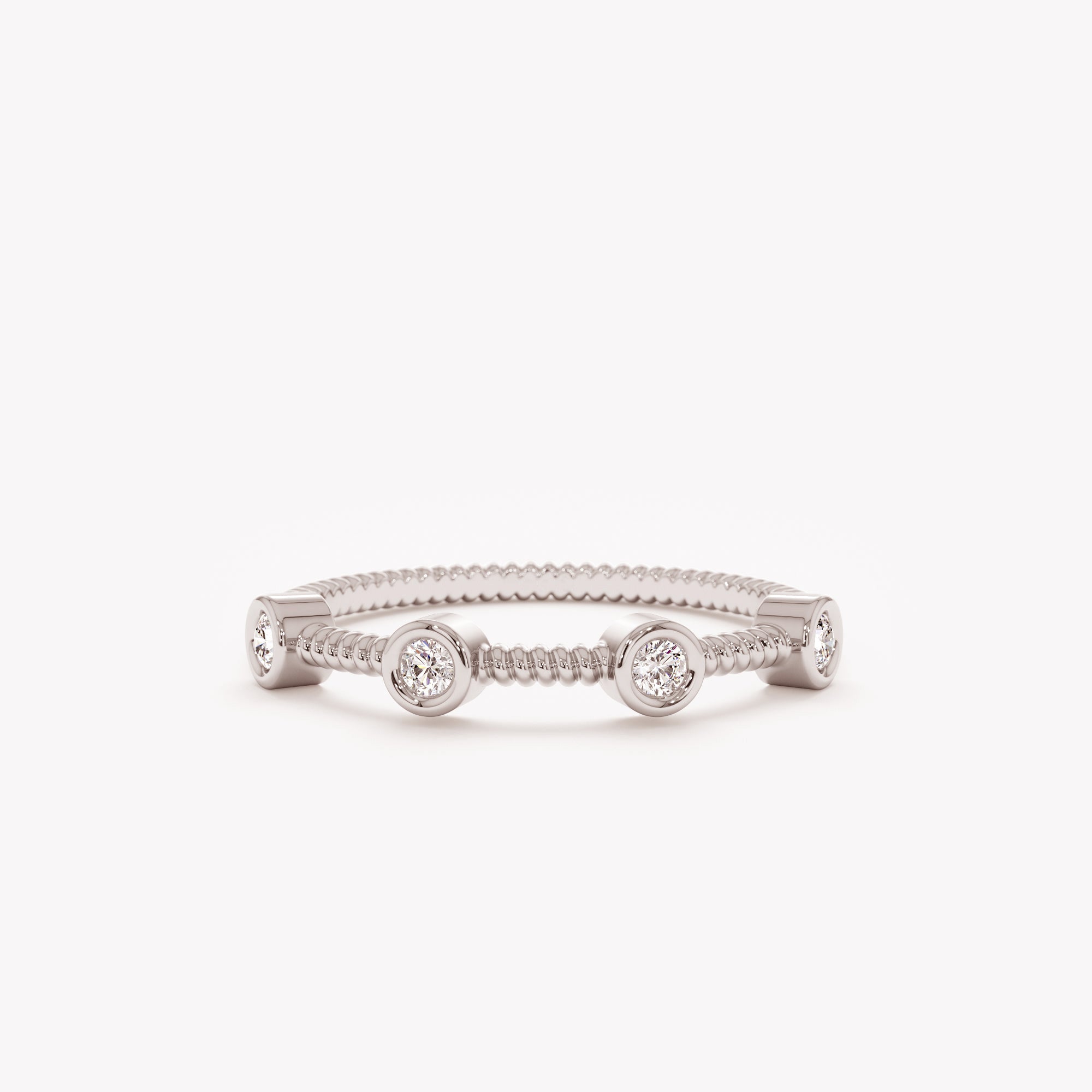 Geometric Four-Stone Bezel Ring