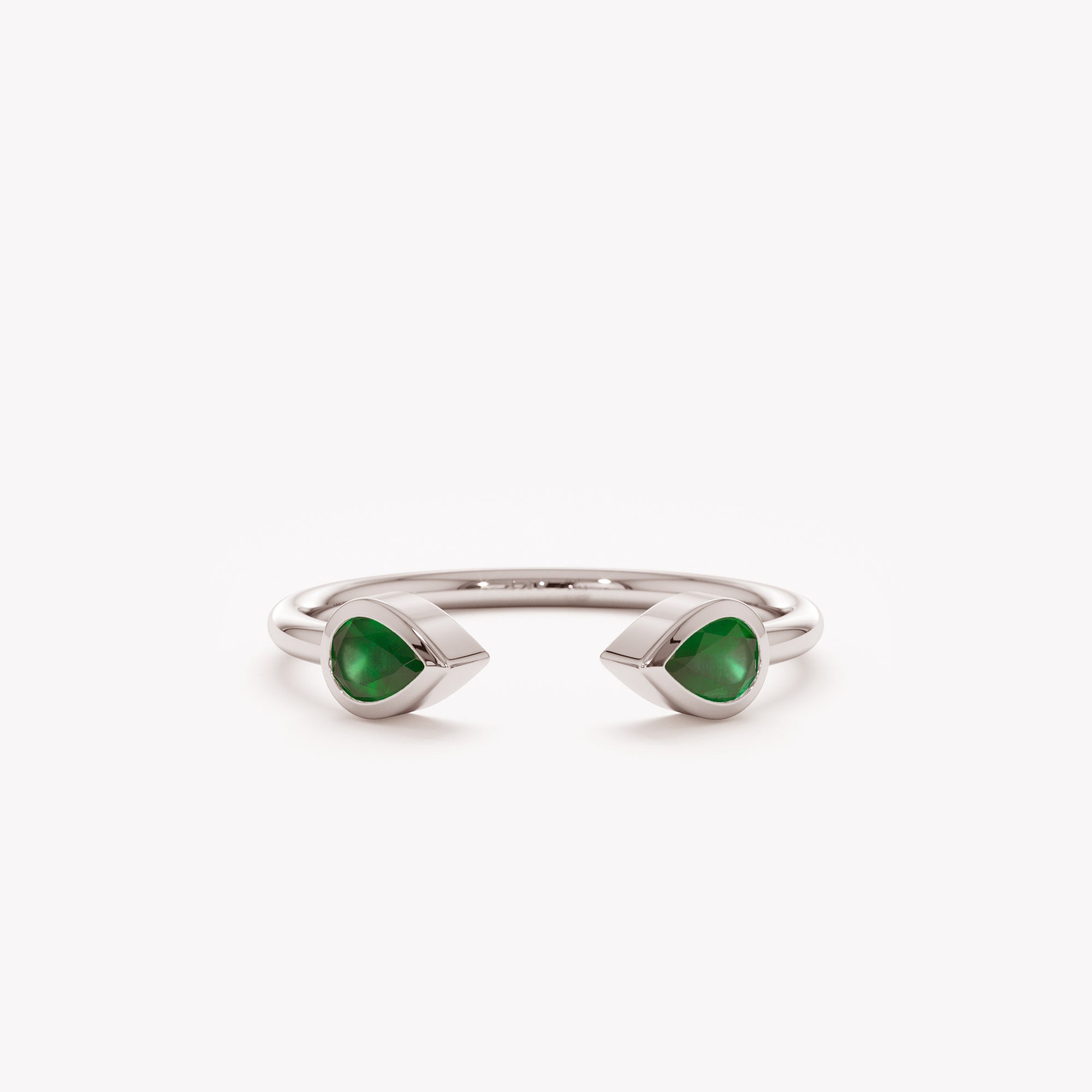 Emerald Petal Open Ring