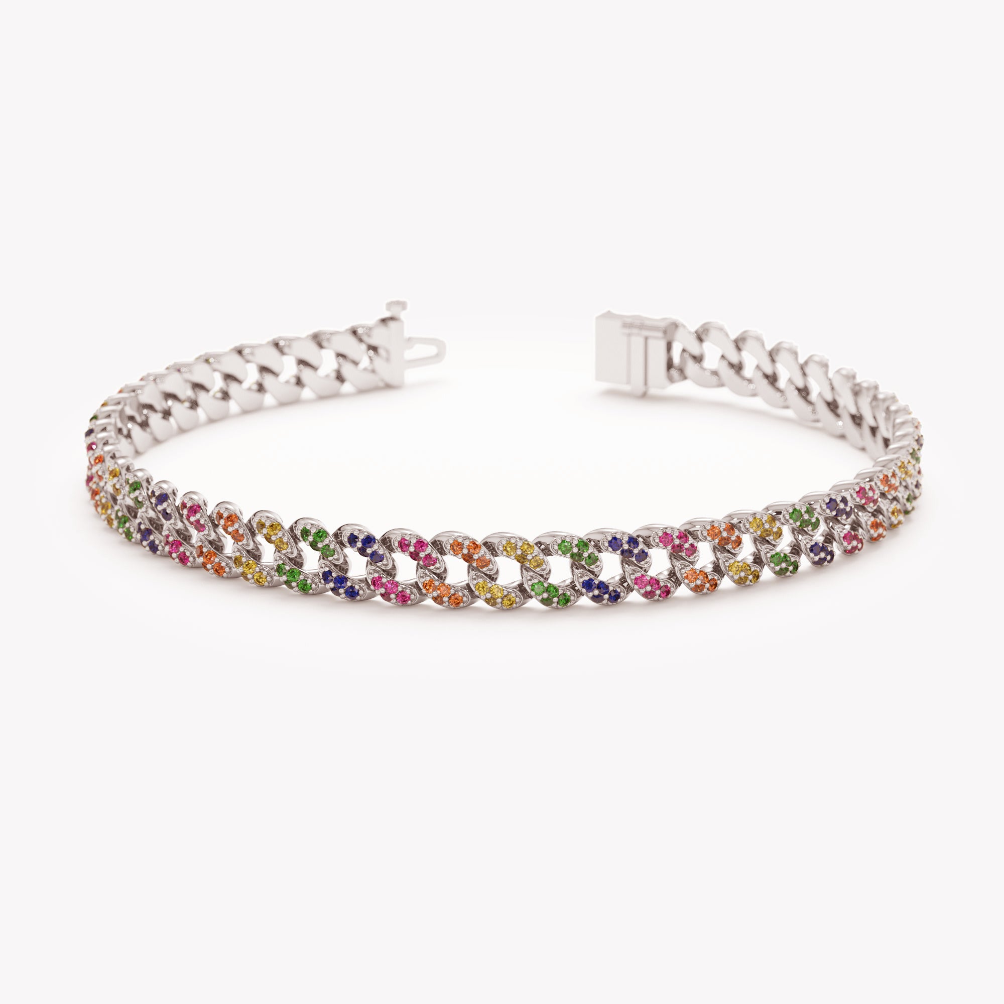 Mini Rainbow Cuban Link Bracelet