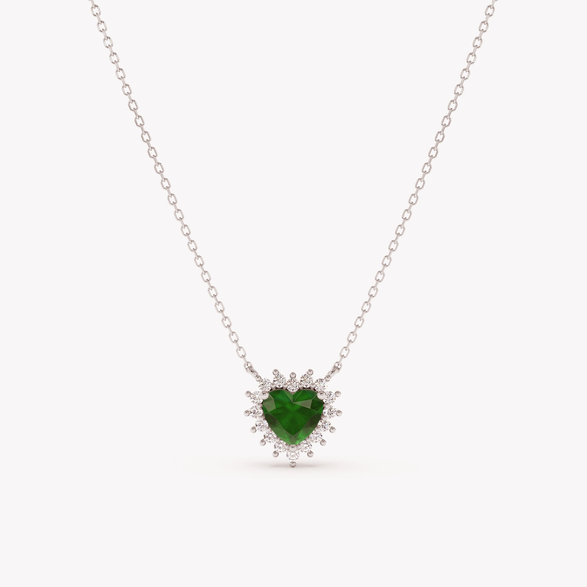 Heart Emerald Diamond Necklace