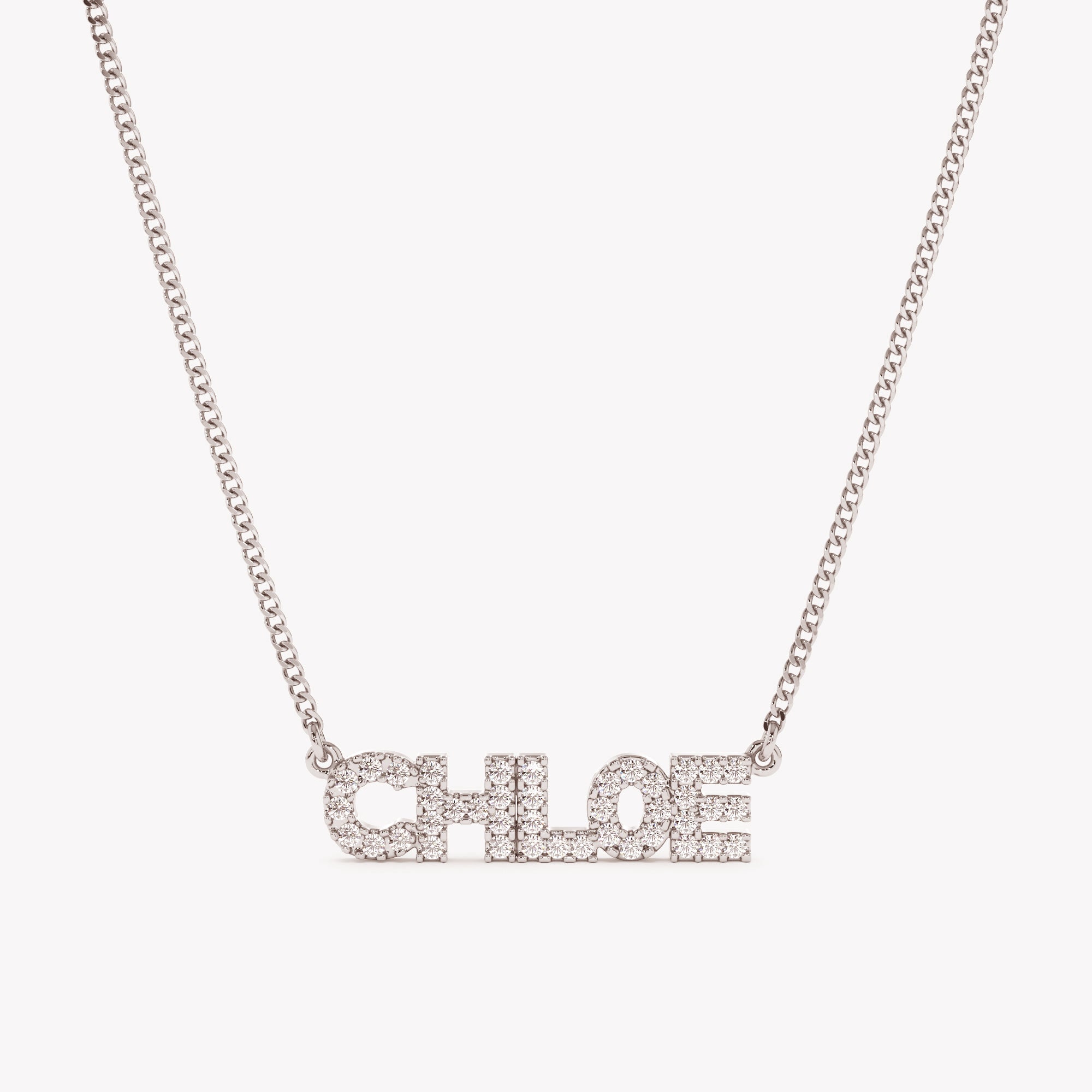 Chic Block Letter Diamond Name Necklace