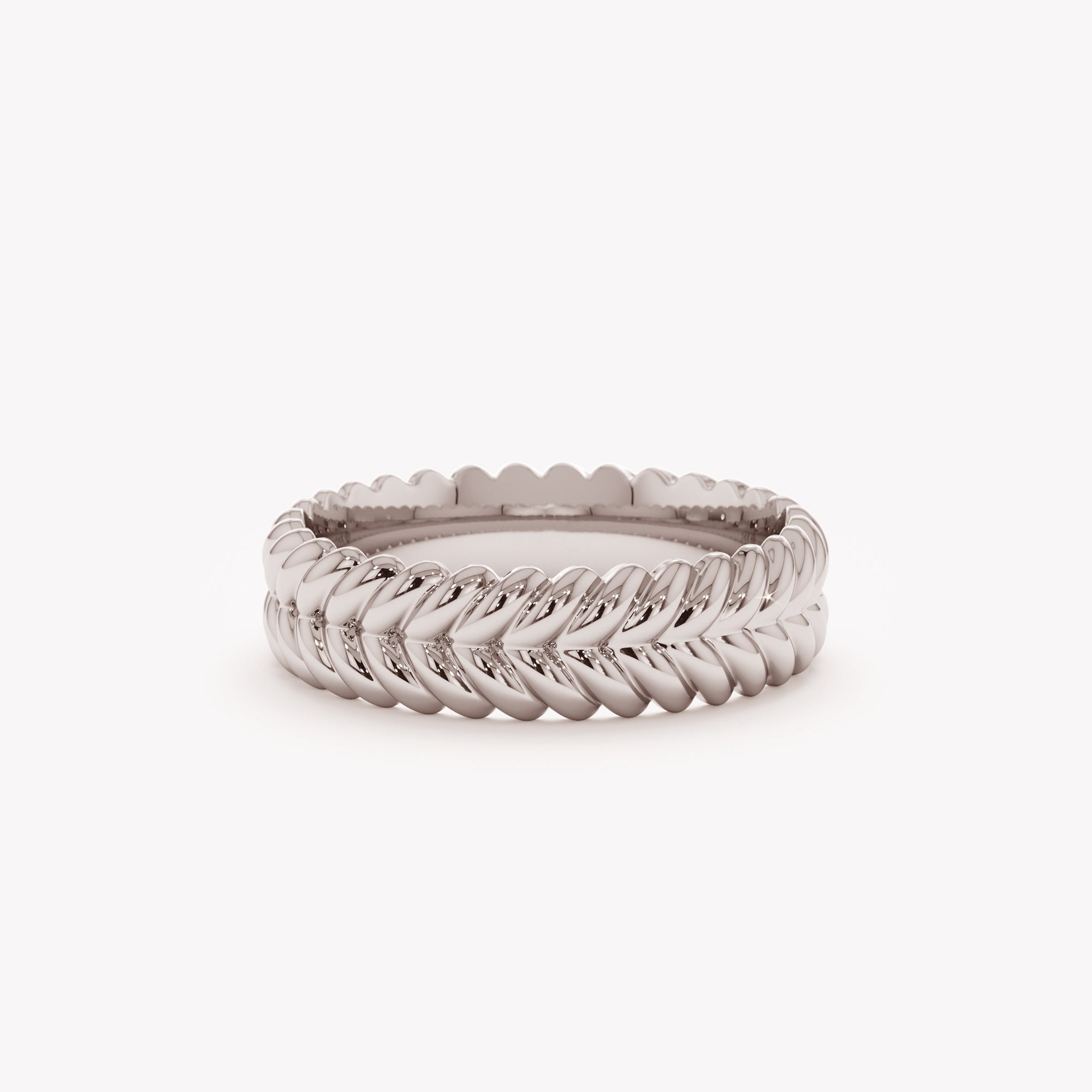 Puffed Chevron Ribbed Ring