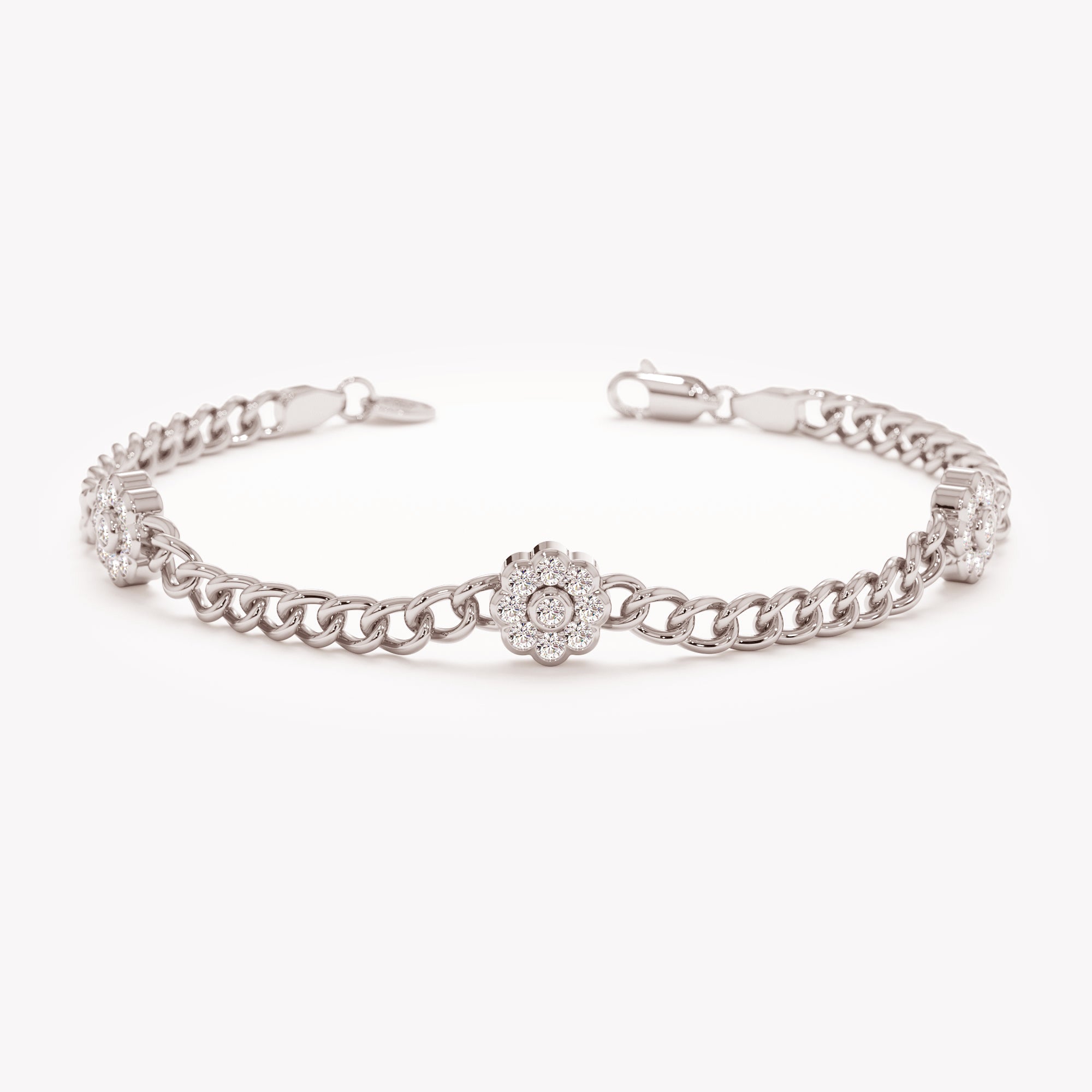 Floral Spark Cuban Link Bracelet